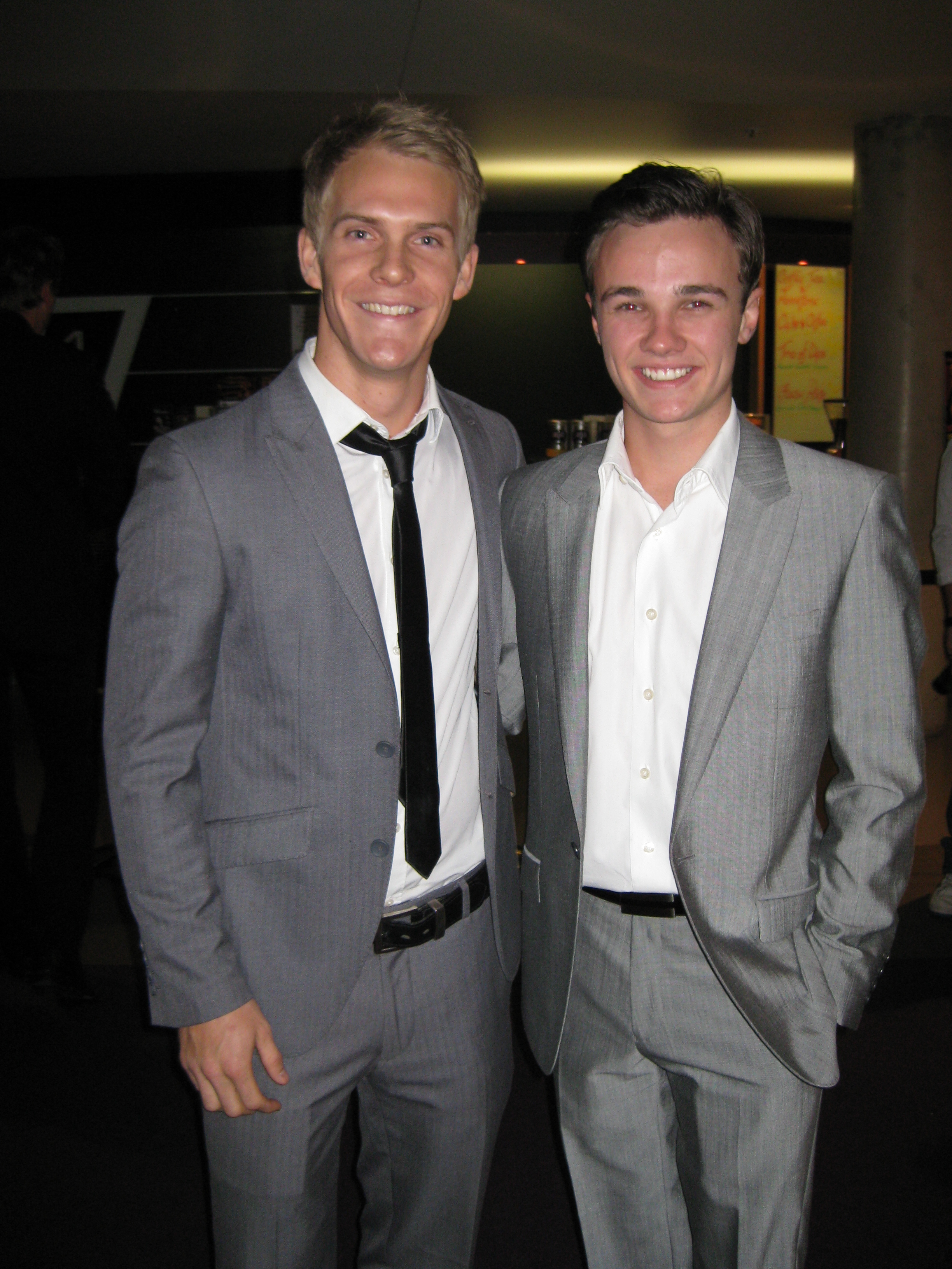 James E. Lee and Dominic Deutscher at the Premiere of Charge Over You held at the Palace Barracks Cinema.