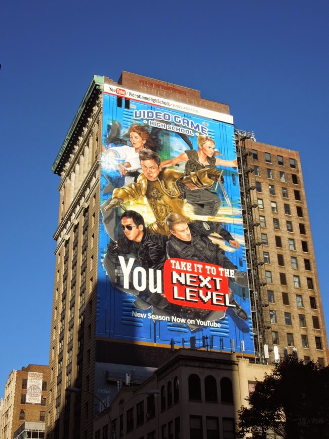 Billboard for Video Game High School Season 3 in New York city.