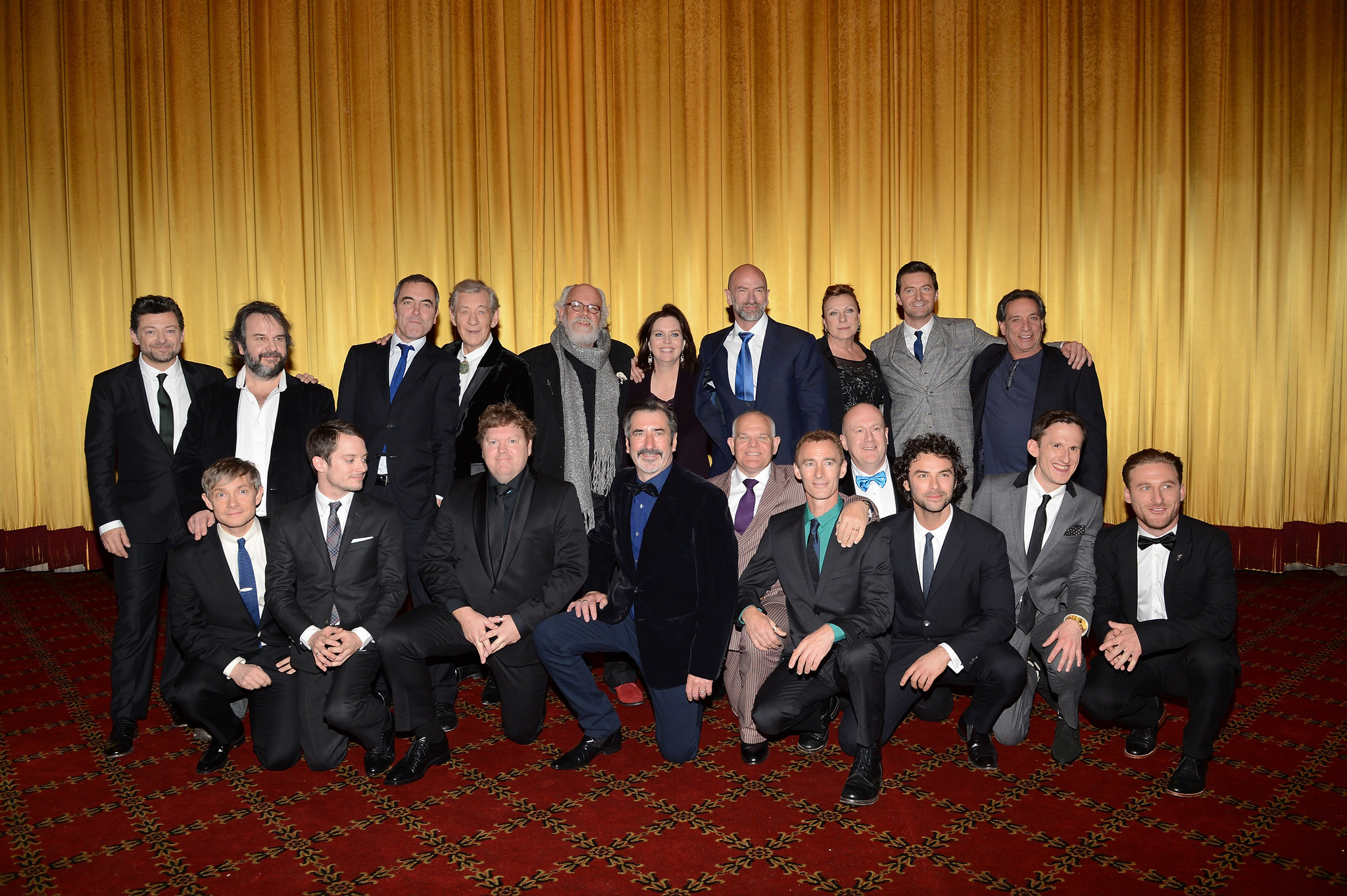 Elijah Wood, Peter Jackson, Ian McKellen, Richard Armitage, Philippa Boyens, Jed Brophy, Martin Freeman, Mark Hadlow, Peter Hambleton, William Kircher, Graham McTavish, James Nesbitt, Dean O'Gorman, Andy Serkis, Stephen Hunter, Aidan Turner and Adam Brown at event of Hobitas: nelaukta kelione (2012)