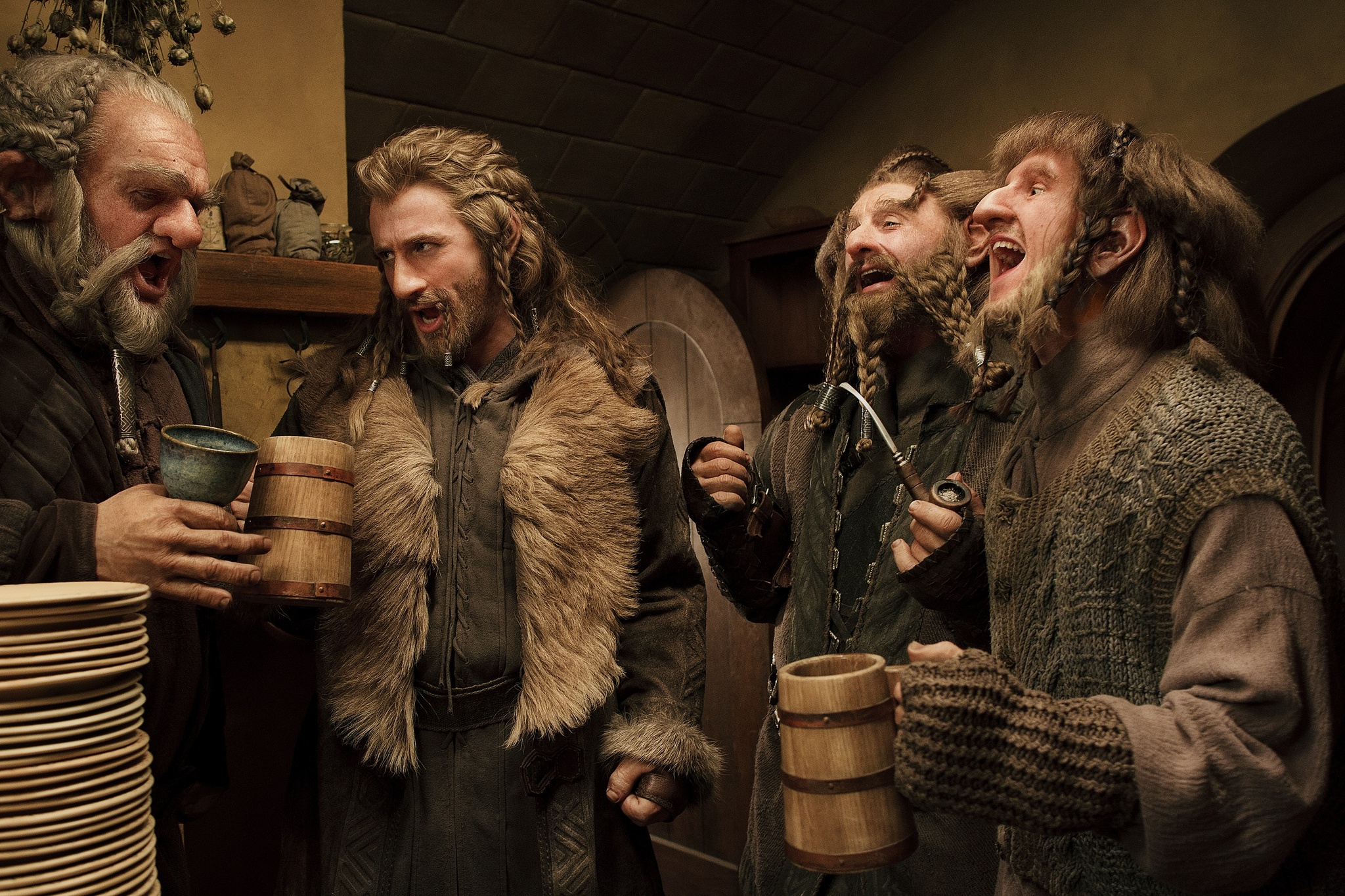 Still of Jed Brophy, Mark Hadlow, Dean O'Gorman and Adam Brown in Hobitas: nelaukta kelione (2012)