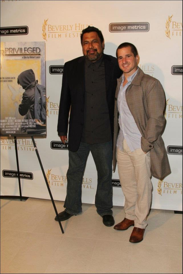 David Saucedo with director Rafael Lanus at screening of Underprivileged