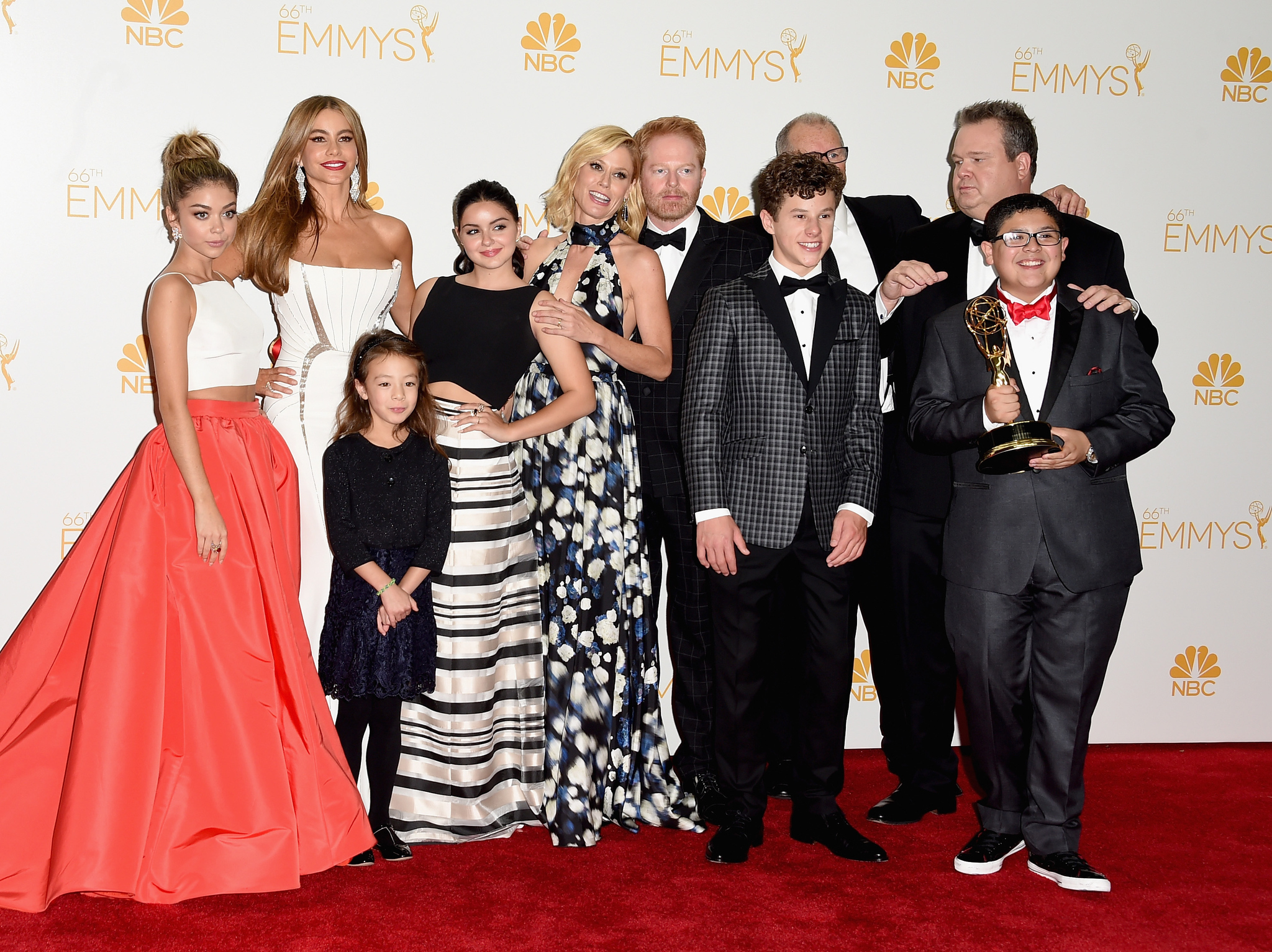 Sofía Vergara, Julie Bowen, Sarah Hyland, Ed O'Neill, Eric Stonestreet, Ariel Winter, Nolan Gould, Rico Rodriguez and Aubrey Anderson-Emmons at event of The 66th Primetime Emmy Awards (2014)