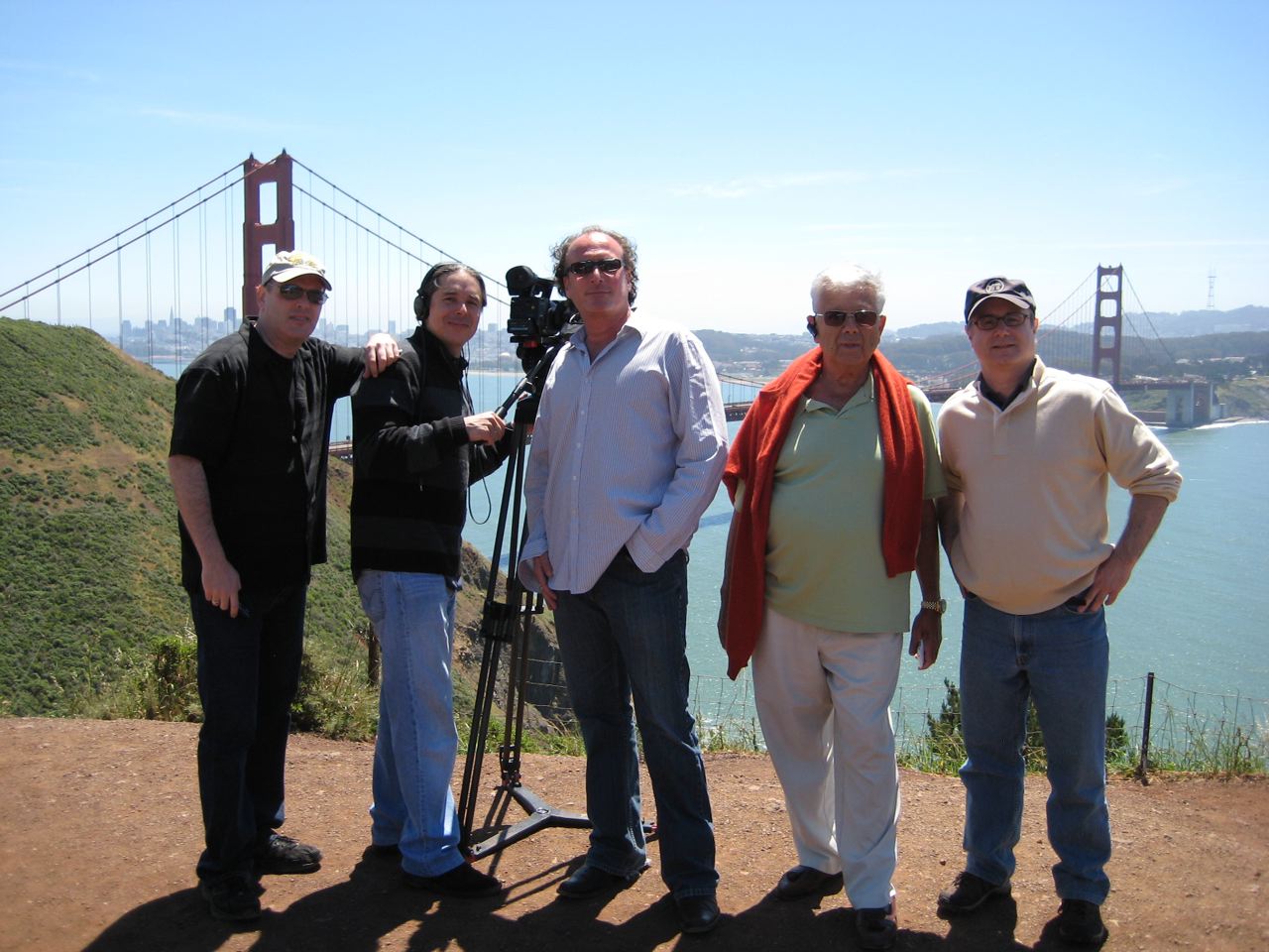 With film crew on 'The Victory Journey' Ilan Lieman, Andres SantaMaria , Byron Speight, Rick Parasol, Jonathan Cohen.