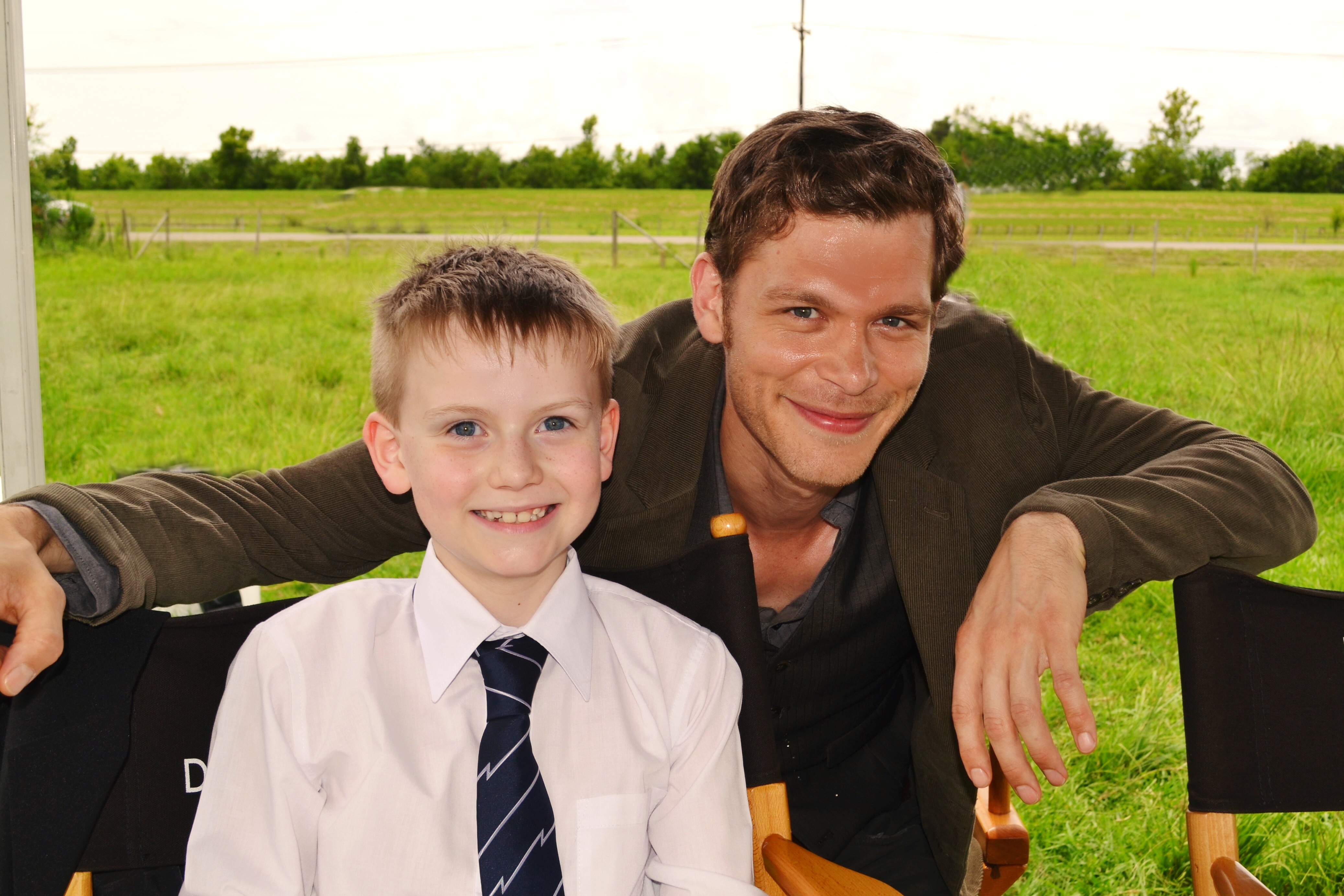 Major and Joseph Morgan on set for Dermaphoria. Major is Young Eric Ashworth