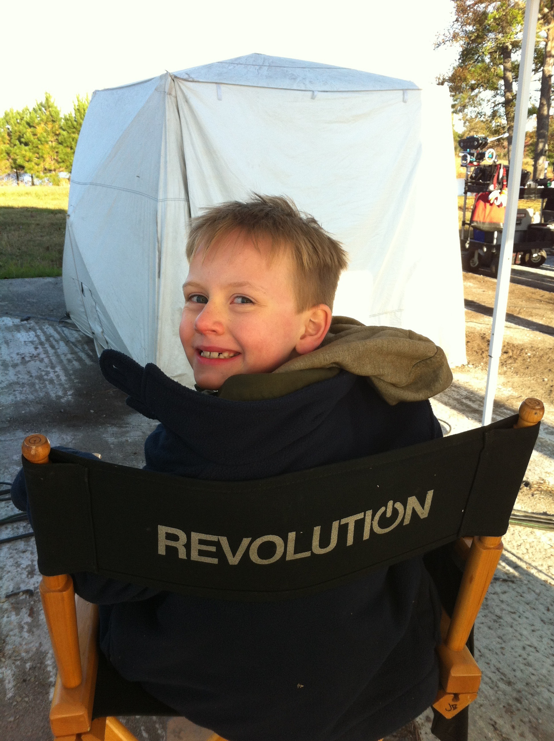 On set of NBC's Revolution. Major's episode will air in the Spring, 2013