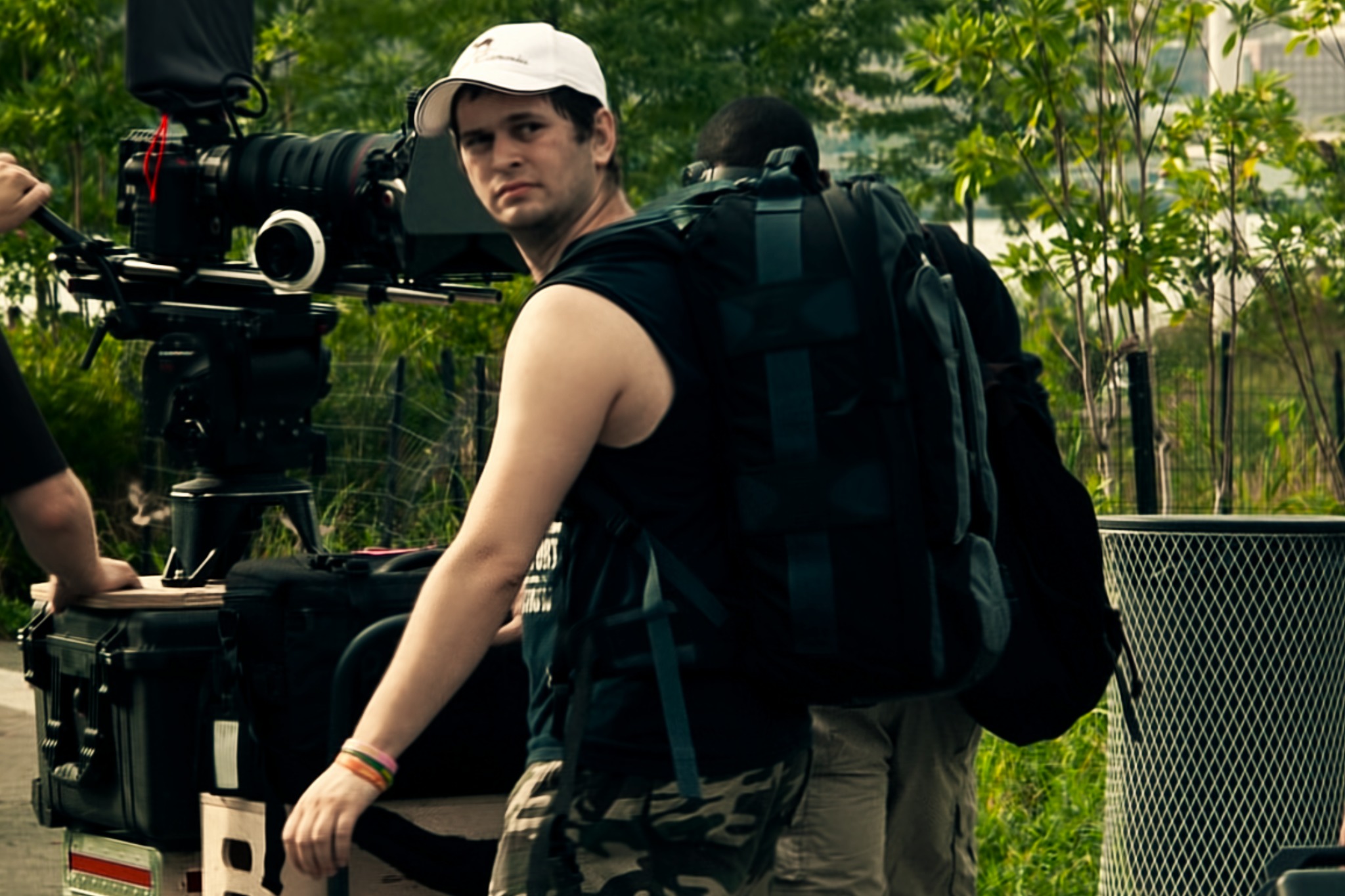 Cinematographer Luigi Benvisto on set