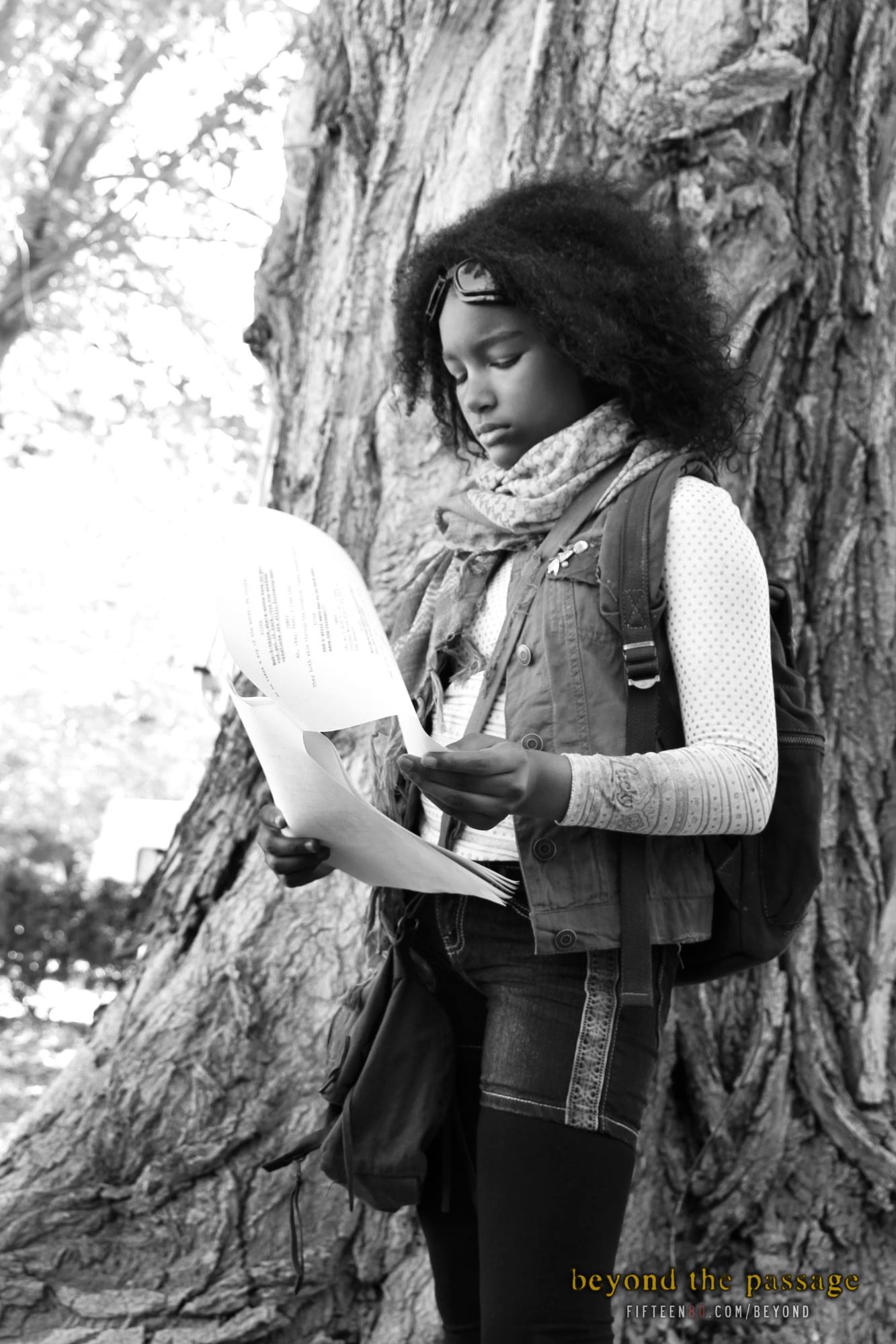 Aramé Scott studying her lines for Beyond The Passage.