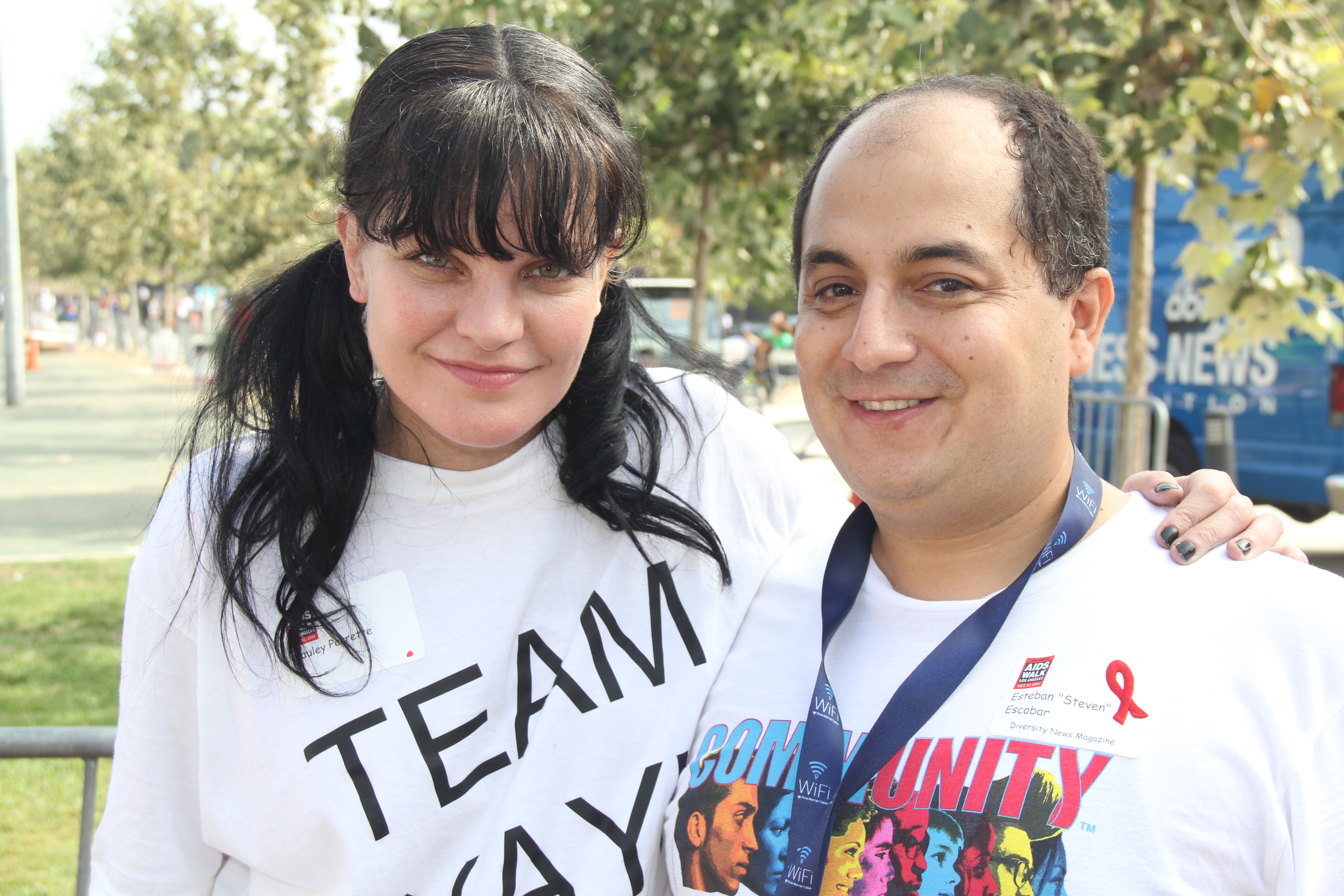 NCIS Star Pauley Perrette, Steven Escobar attends the 30th Annual AIDS Walk Los Angeles 2014 in West Hollywood, CA.