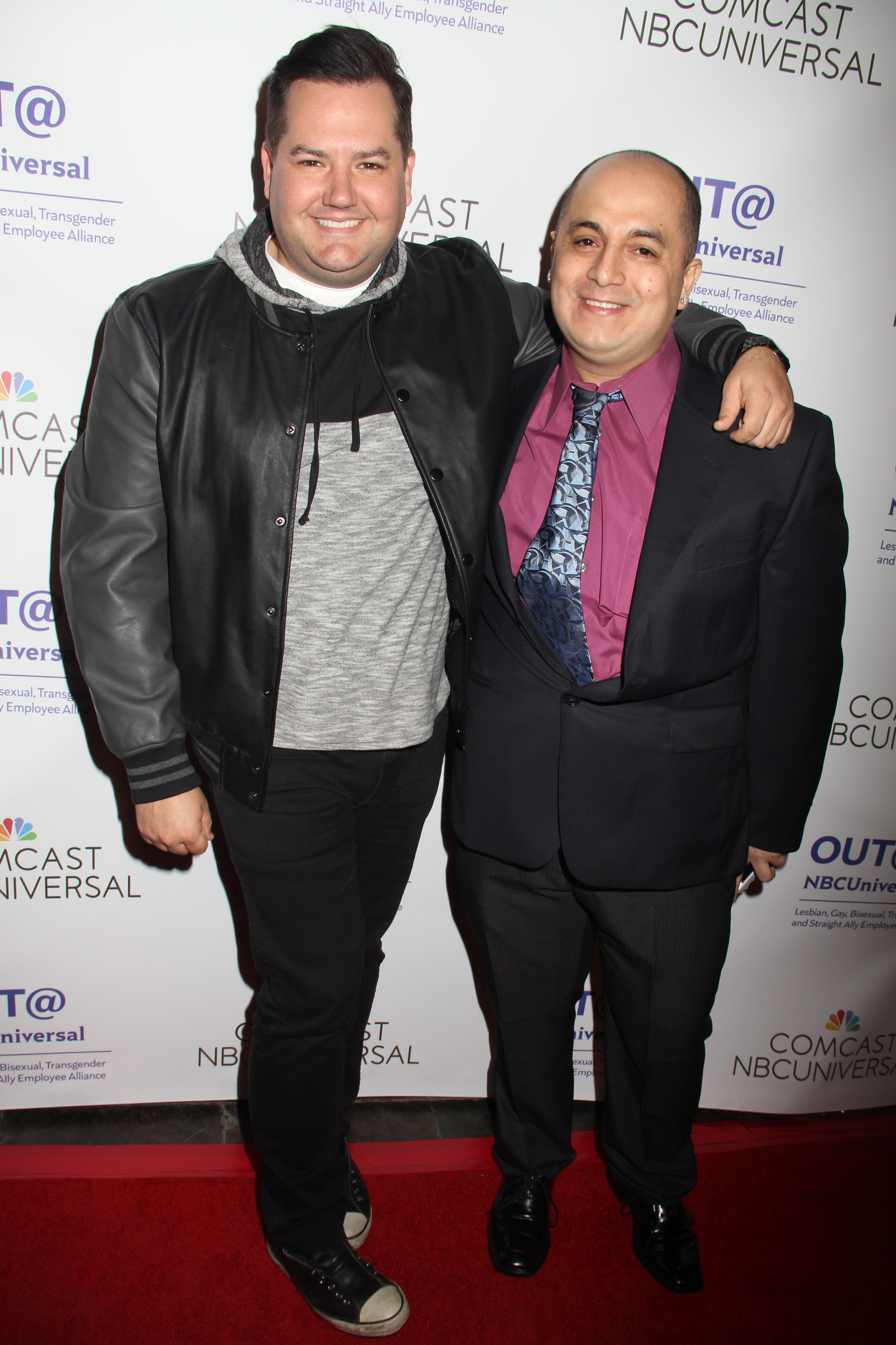 (R - L): Steven Escobar (President & Executive Editor-In-Chief of Diversity News Magazine) and Ross Mathews (Live from E!.) Arrives at OUT@NBCUniversal SoCal 10Year Anniversary at The Abbey in West Hollywood on 2-24-2015.
