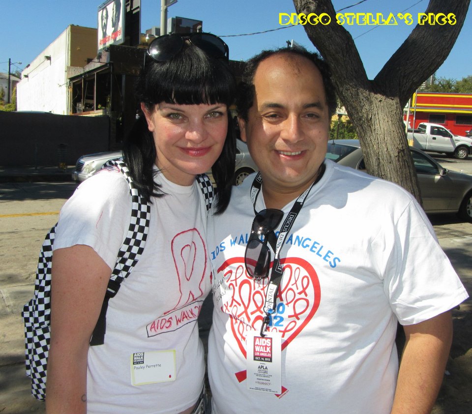 Pauley Perrette with Steven Escobar at the 28th Annual AIDS Walk Los Angeles in West Hollywood, CA.