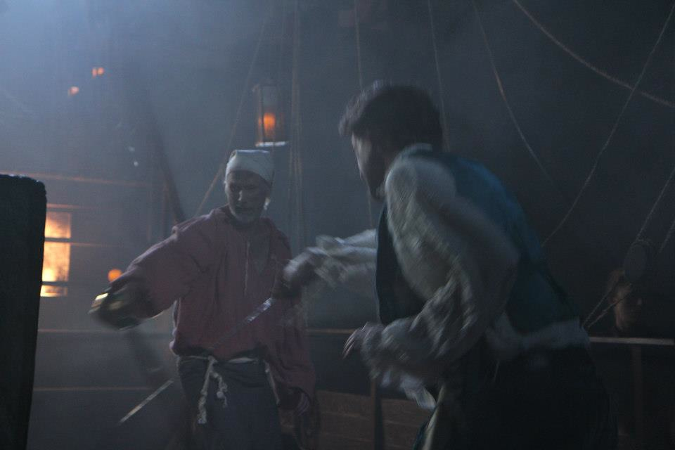 Fighting Starkey in The Captain. Swords.