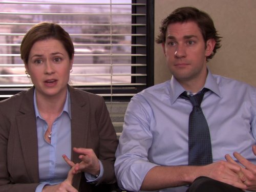 Still of Jenna Fischer and John Krasinski in The Office (2005)