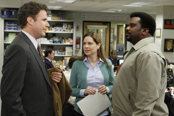 Still of Will Ferrell, Jenna Fischer and Craig Robinson in The Office (2005)