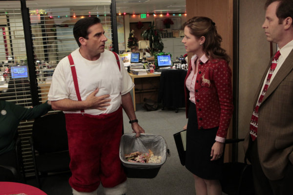 Still of Steve Carell, Jenna Fischer and Paul Lieberstein in The Office (2005)