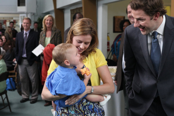 Still of Jenna Fischer and John Kosinski in The Office (2005)