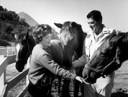 Ronald Reagan and wife Nancy on their ranch, 1966
