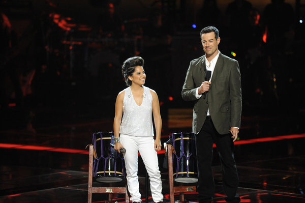 Still of Carson Daly and Vicci Martinez in The Voice (2011)