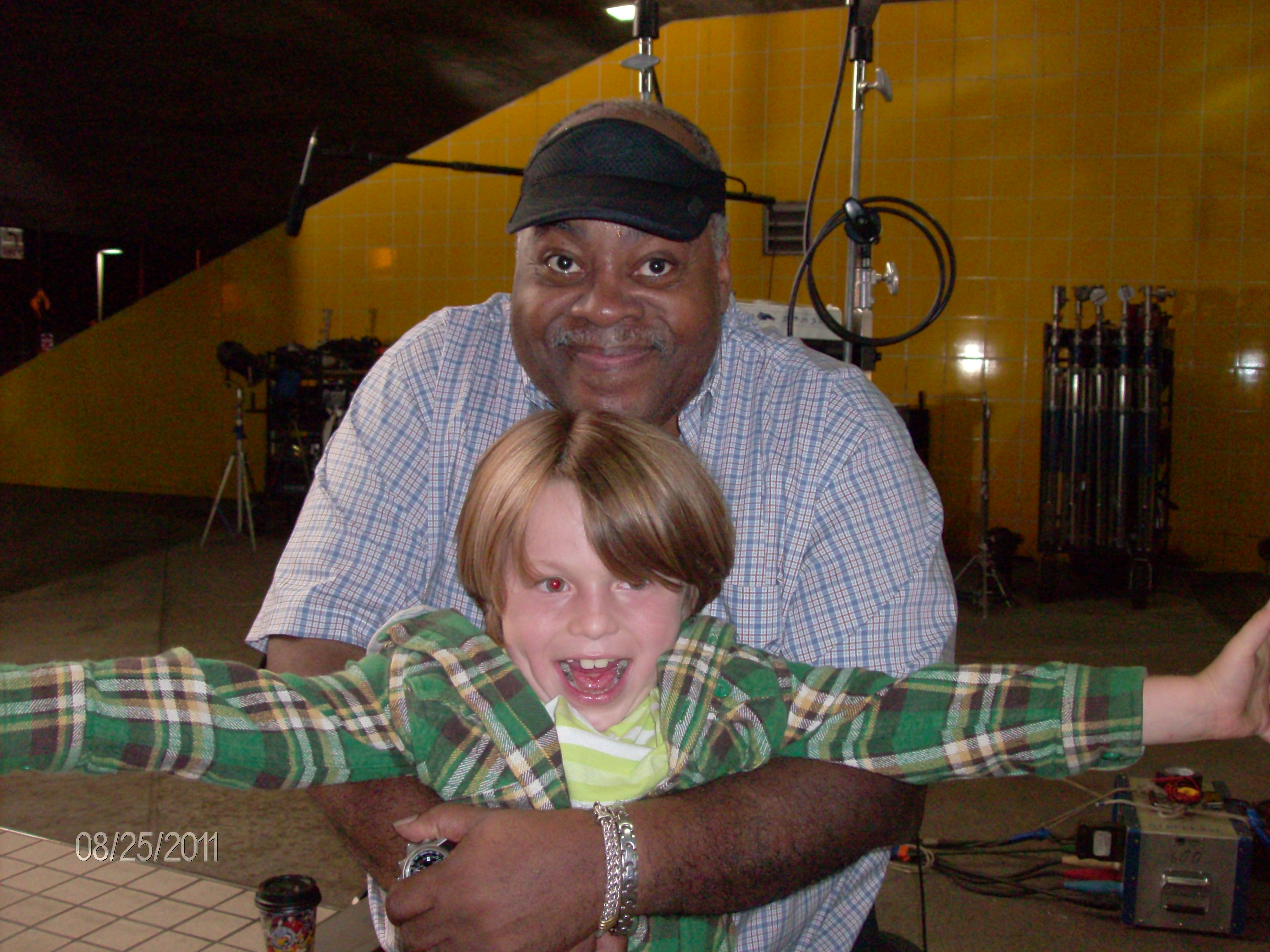 Gibson Bobby Sjobeck and Reginald Vel Johnson from Family Matter's on Brotha White movie shoot.