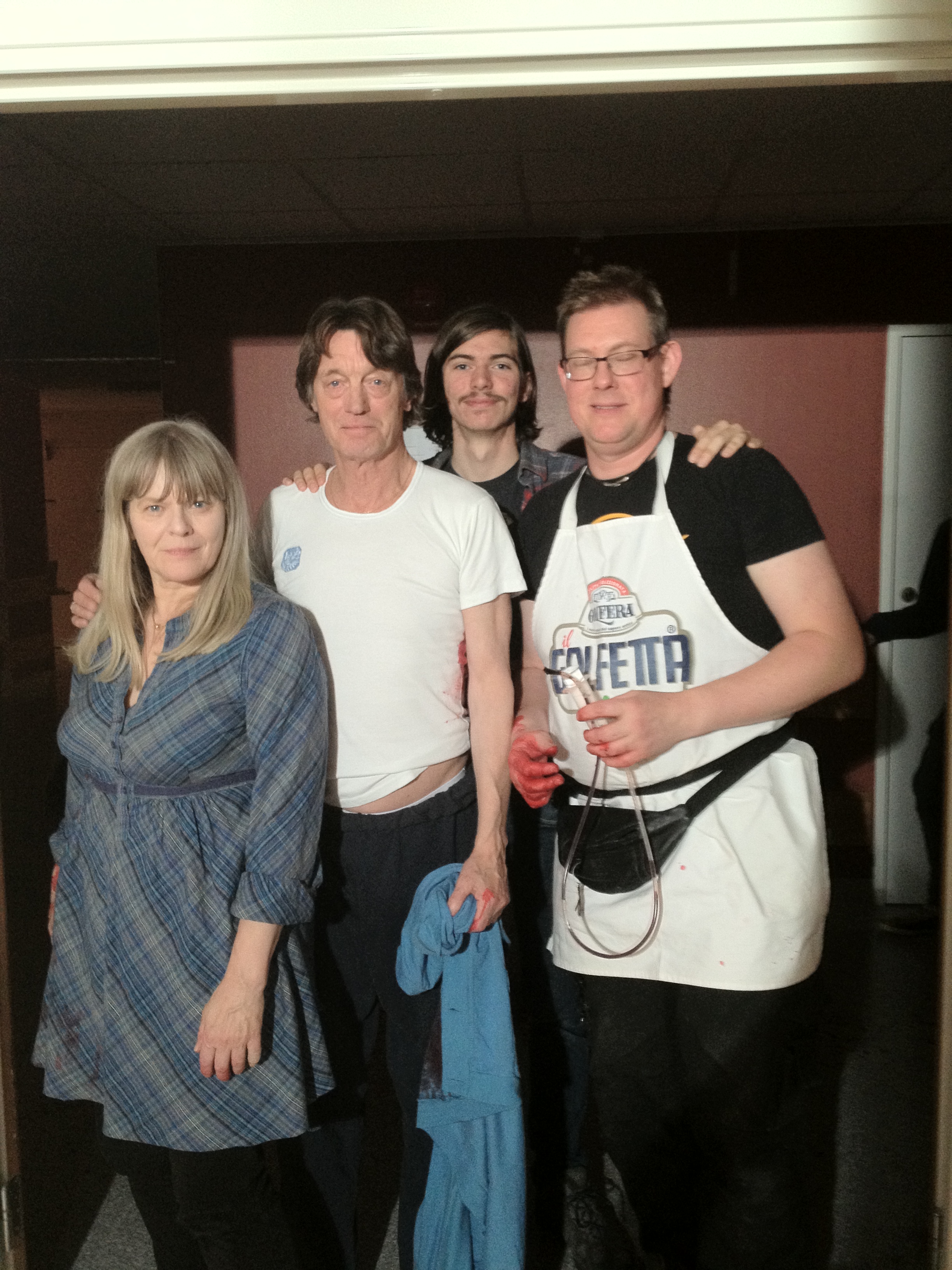 Maria Ericson, Johannes Brost, Albin Glasell and Jonas Wolcher 2013 on the set of (Barracuda , short 2014).