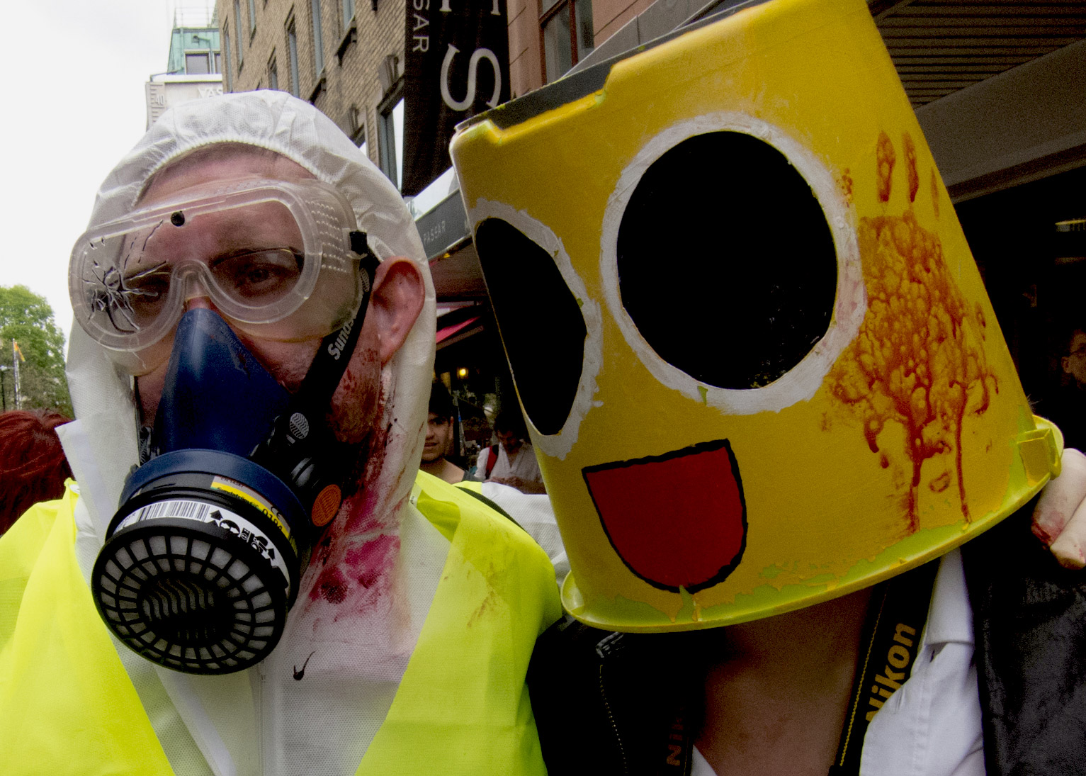 Nerd march to SF-Bokhandeln in Gothenburg 2012. I was dressed up as an infected scientist. My own makeup effect and costume.