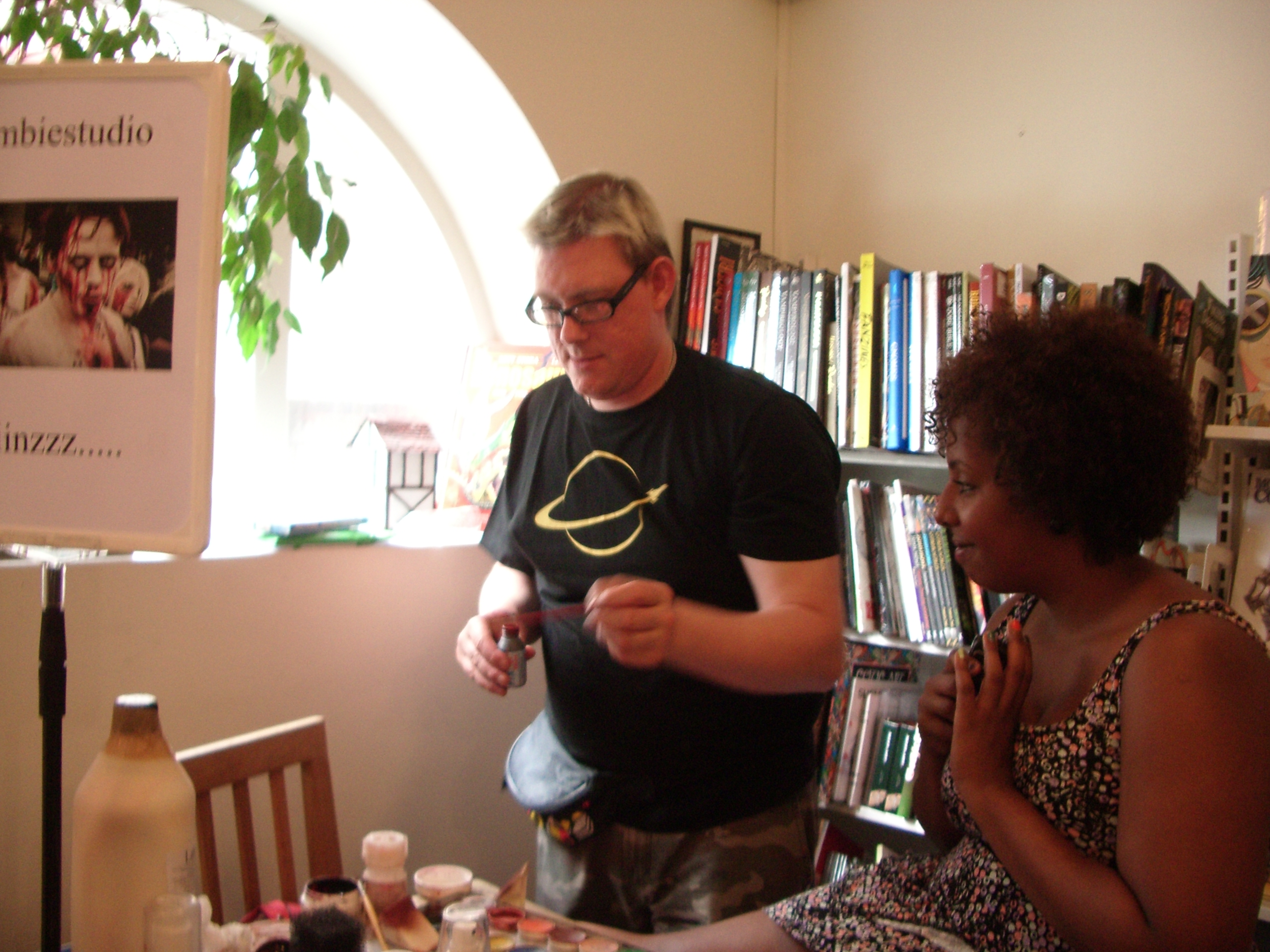 Jonas Wolcher during the Zombiestudio event. Science Fiction Bookstore Gothenburg.