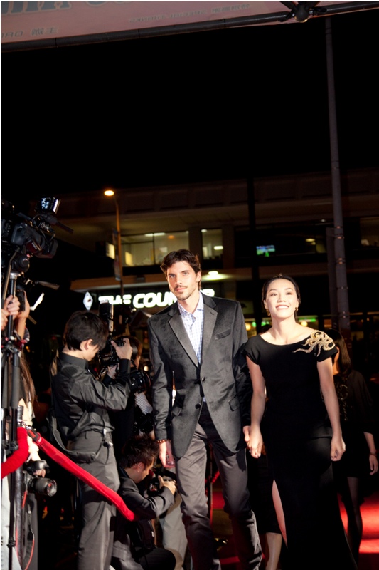 Joshua and Director Wei Dai on the red carpet at the Director's Guild in LA for the Chinese American Film Festival (CAFF) in Nov. 2011