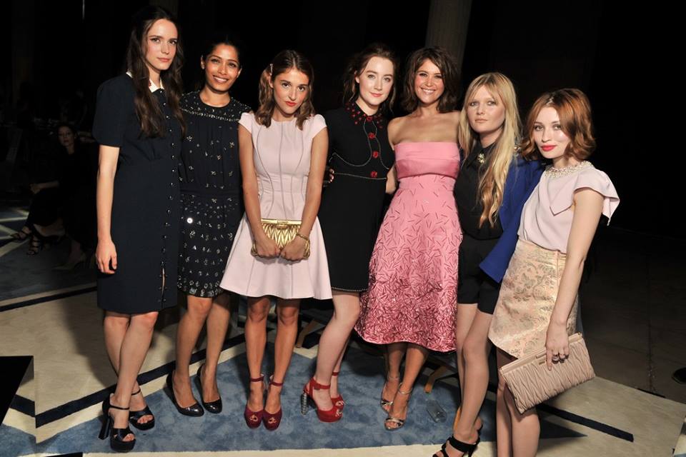 Lola Bessis with Emily Browning, Freida Pinto, Stacy Martins, Saoirse Ronan, Gemma Arterton at Miu Miu.