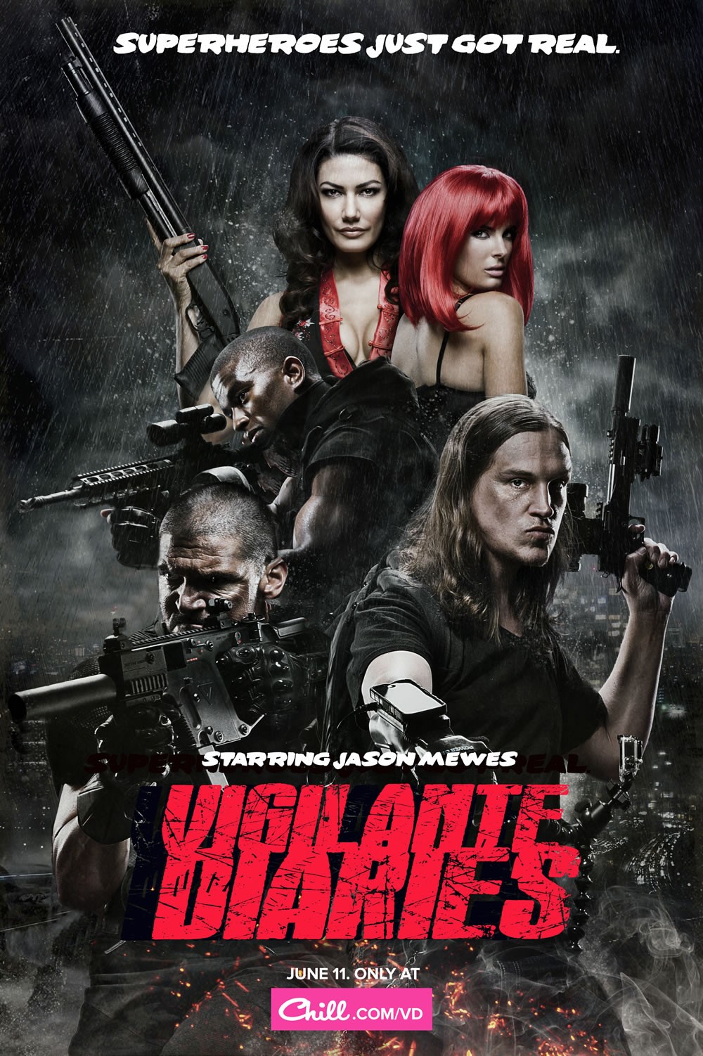 Kevin L. Walker, Jason Mewes, Paul Sloan, Jacqueline Lord, Jessica Uberuaga on Vigilante Diaries (2013-2014)