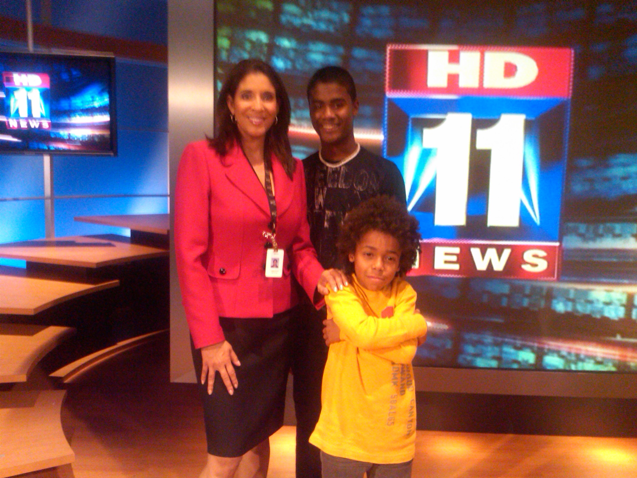 Hanging out in the News room with my brother Darnell and Ms. Christine Devine.