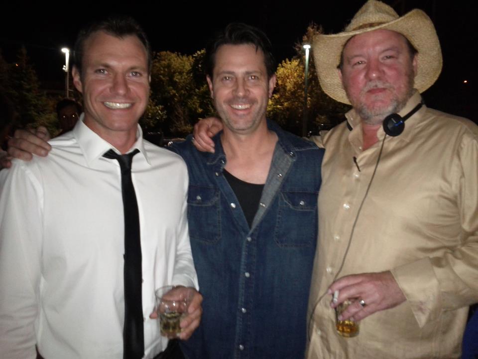 On the set of Transporter: The Series with actor Chris Vance (left) and director Bruce McDonald.
