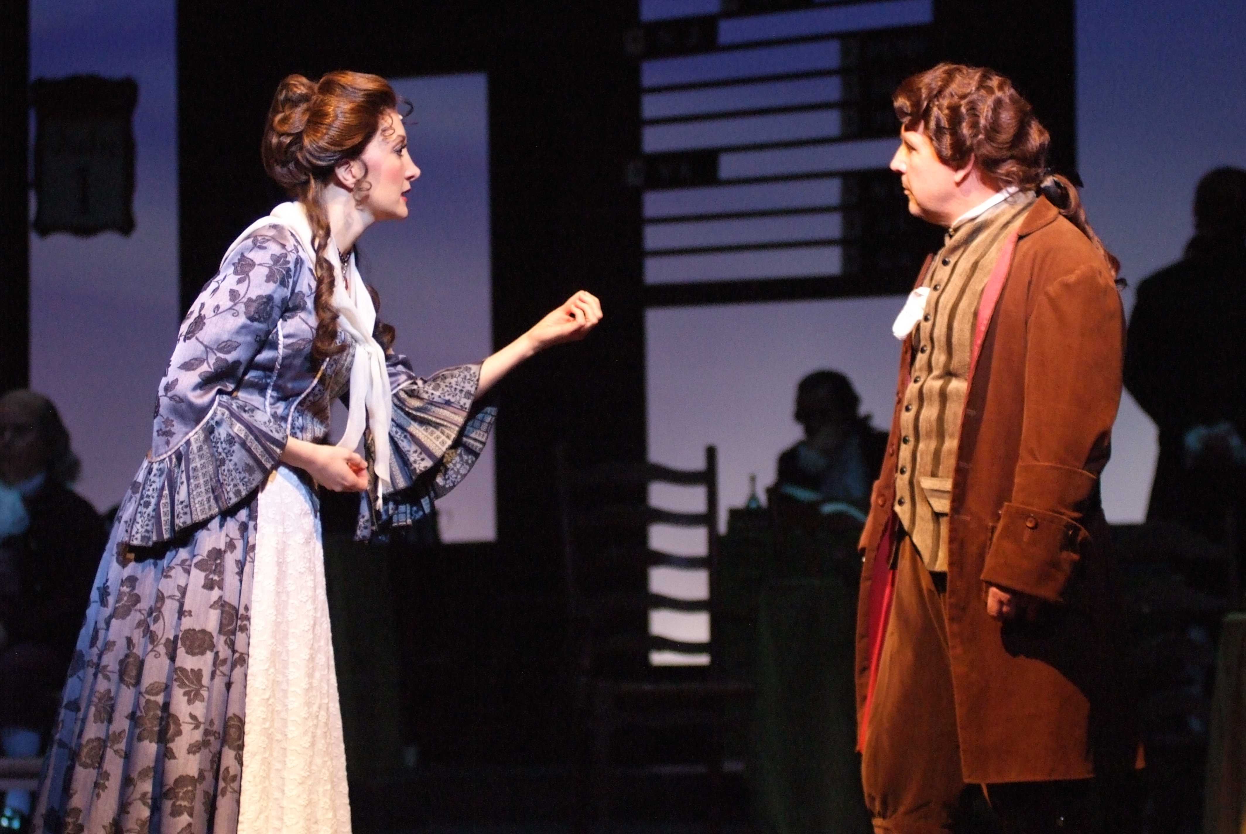 Abigail Adams, played by Christanna Rowader and John Adams, played by Peter Husmann in the historical musical 1776