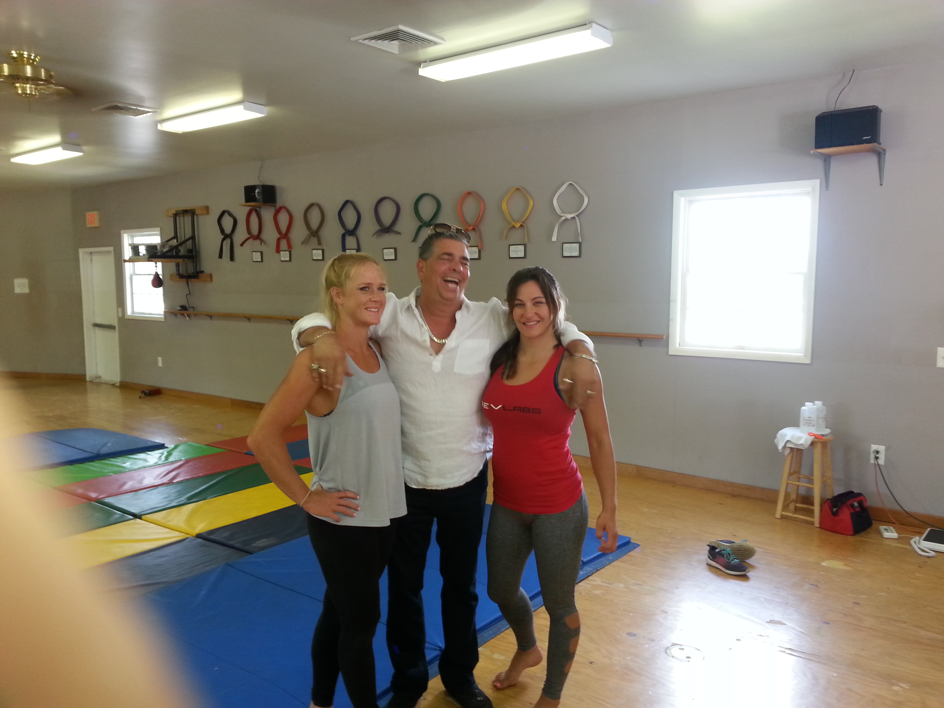 Sal, Holly Holm and Miesha Tate on set of Fight Valley.