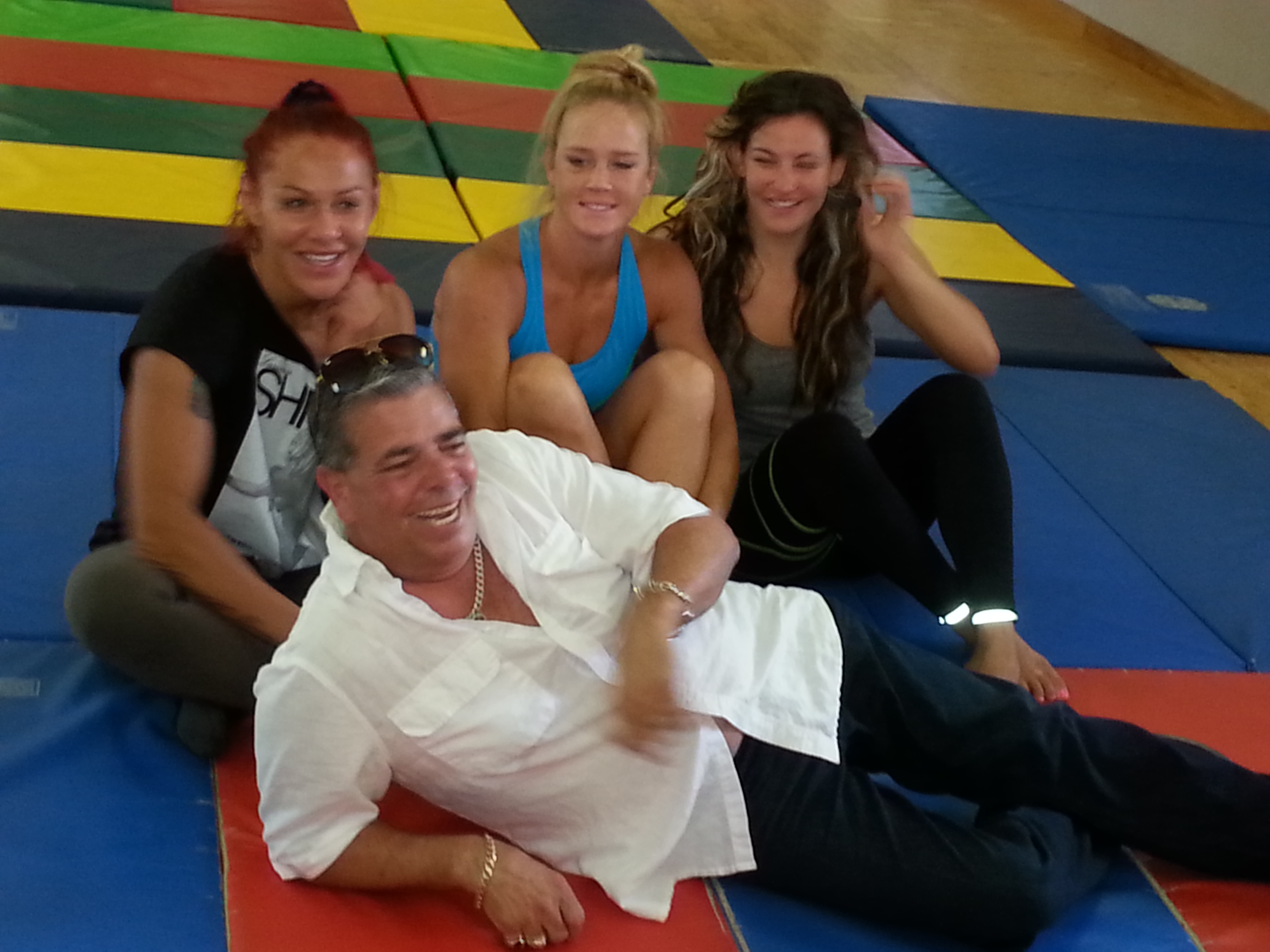 Cris Cyborg, Holly Holm, Miesha Tate and Sal on the set of Fight Valley.
