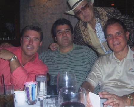 L/R Michael A. Tessiero, Dr. Asad Farr. Steve Rossi (I), Rich Little, MikieeT birthday 05