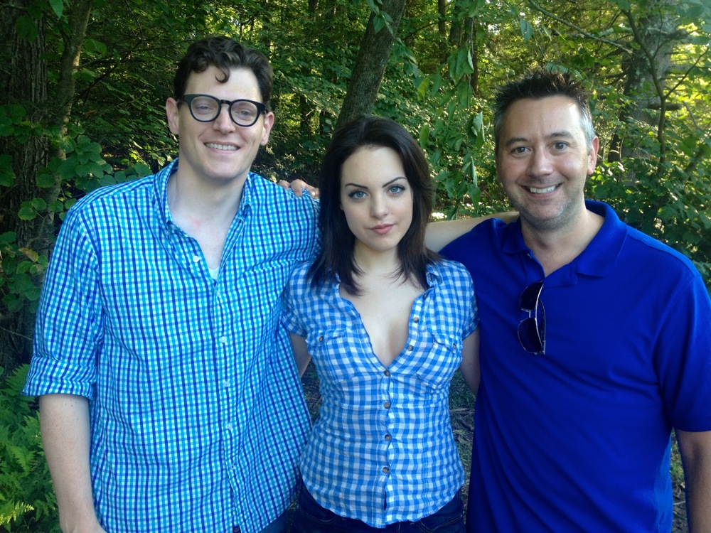 Thommy Hutson, Elizabeth Gillies, and Shane O'Brien on the set of 