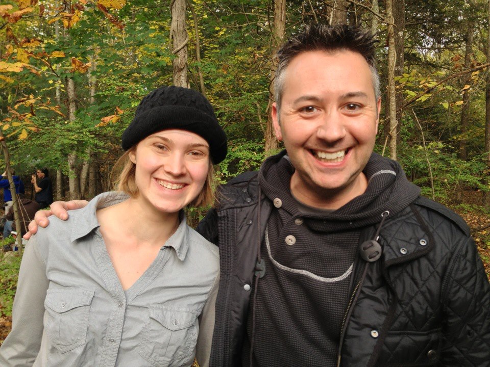 Director Emily Hagins and Shane O'Brien on the set of her short film for 