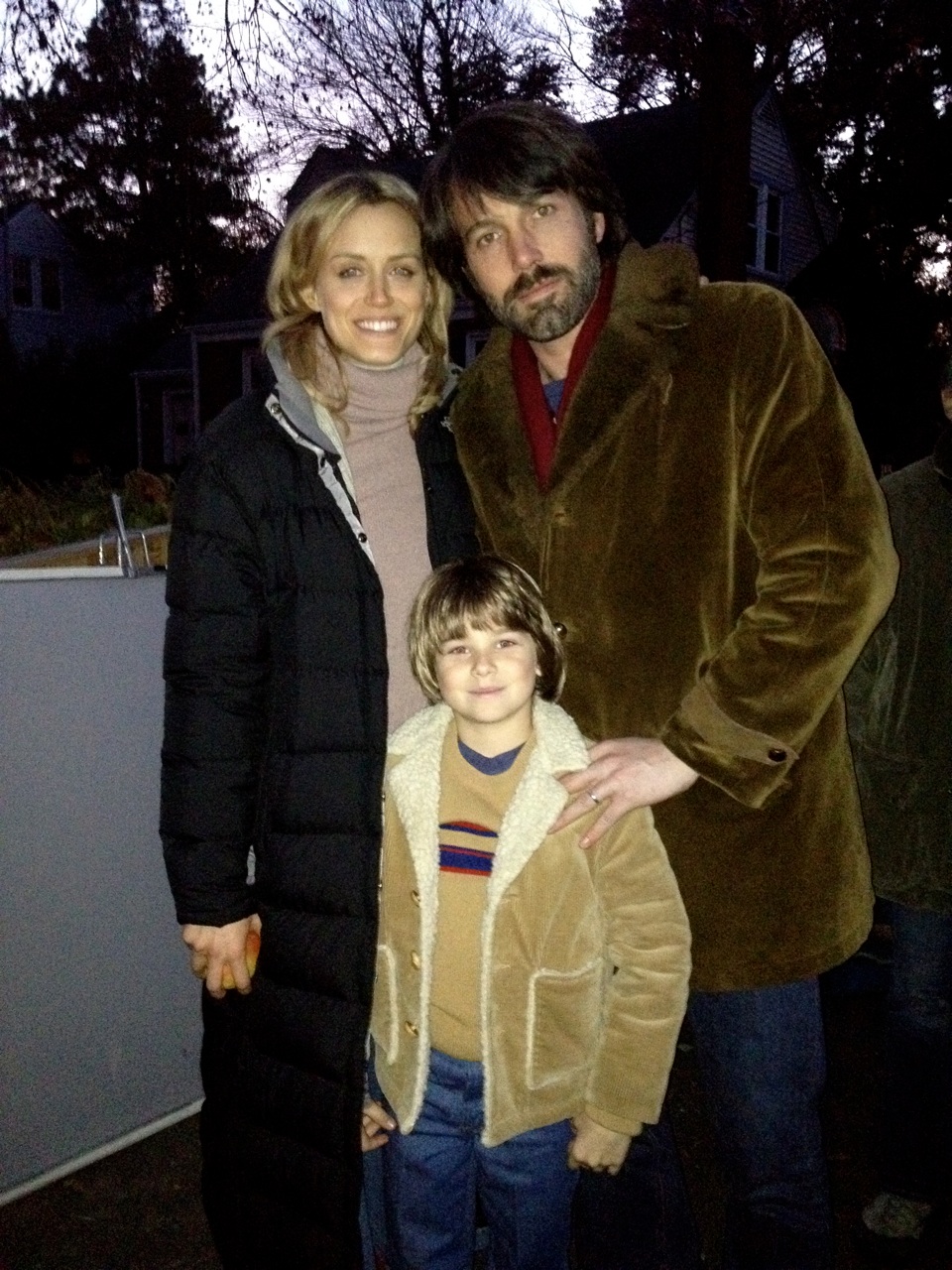 Aidan with Ben Affleck and Taylor Schilling on the set of ARGO.