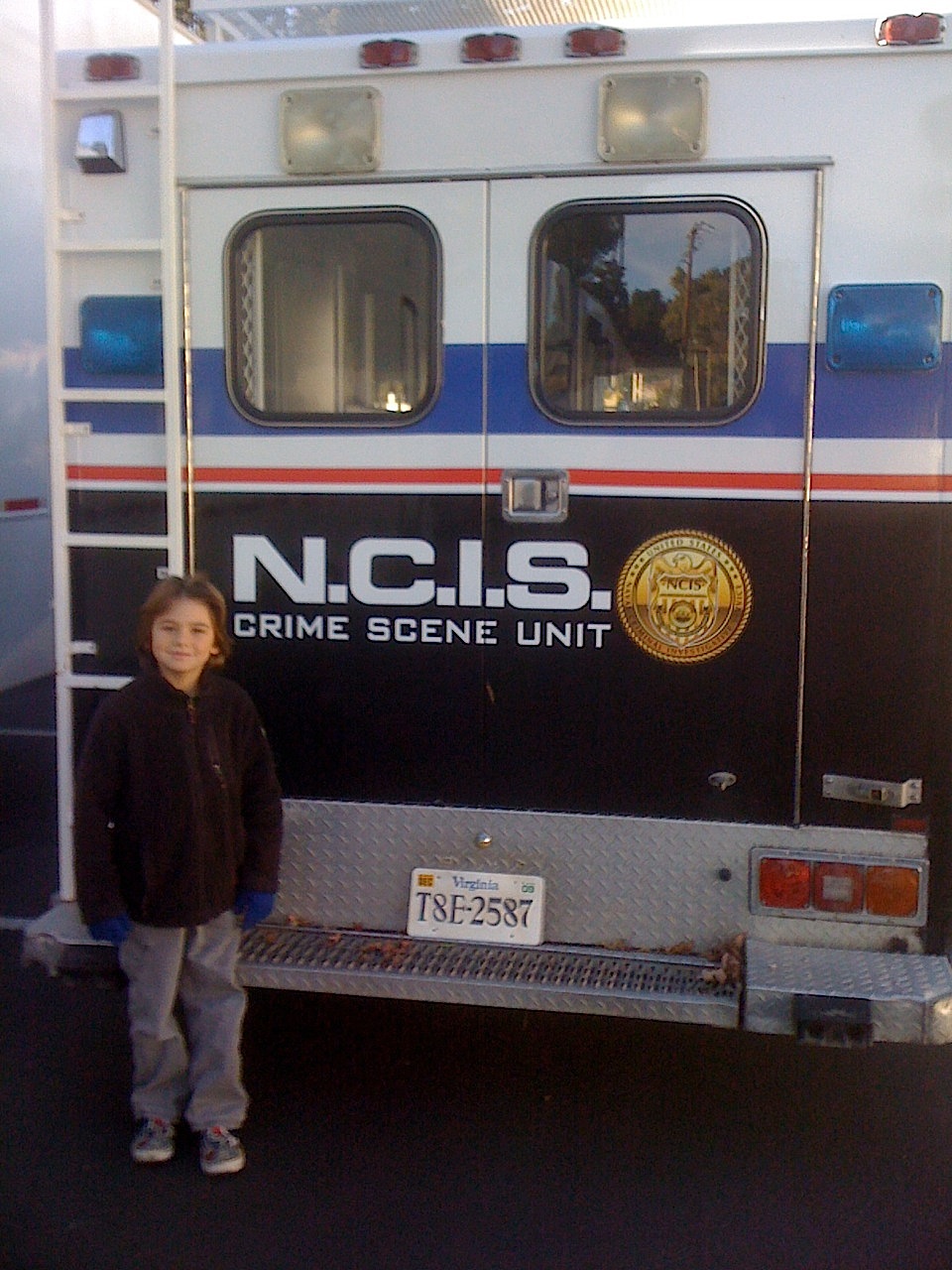 Aidan on the set of NCIS.