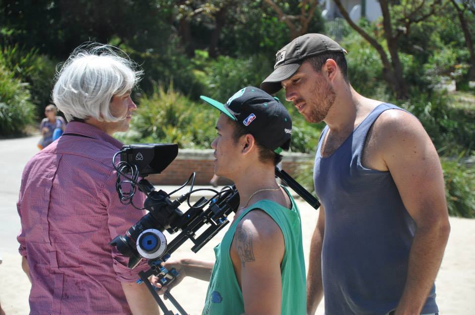 Still of Peter Cameron on the set of Drunk.