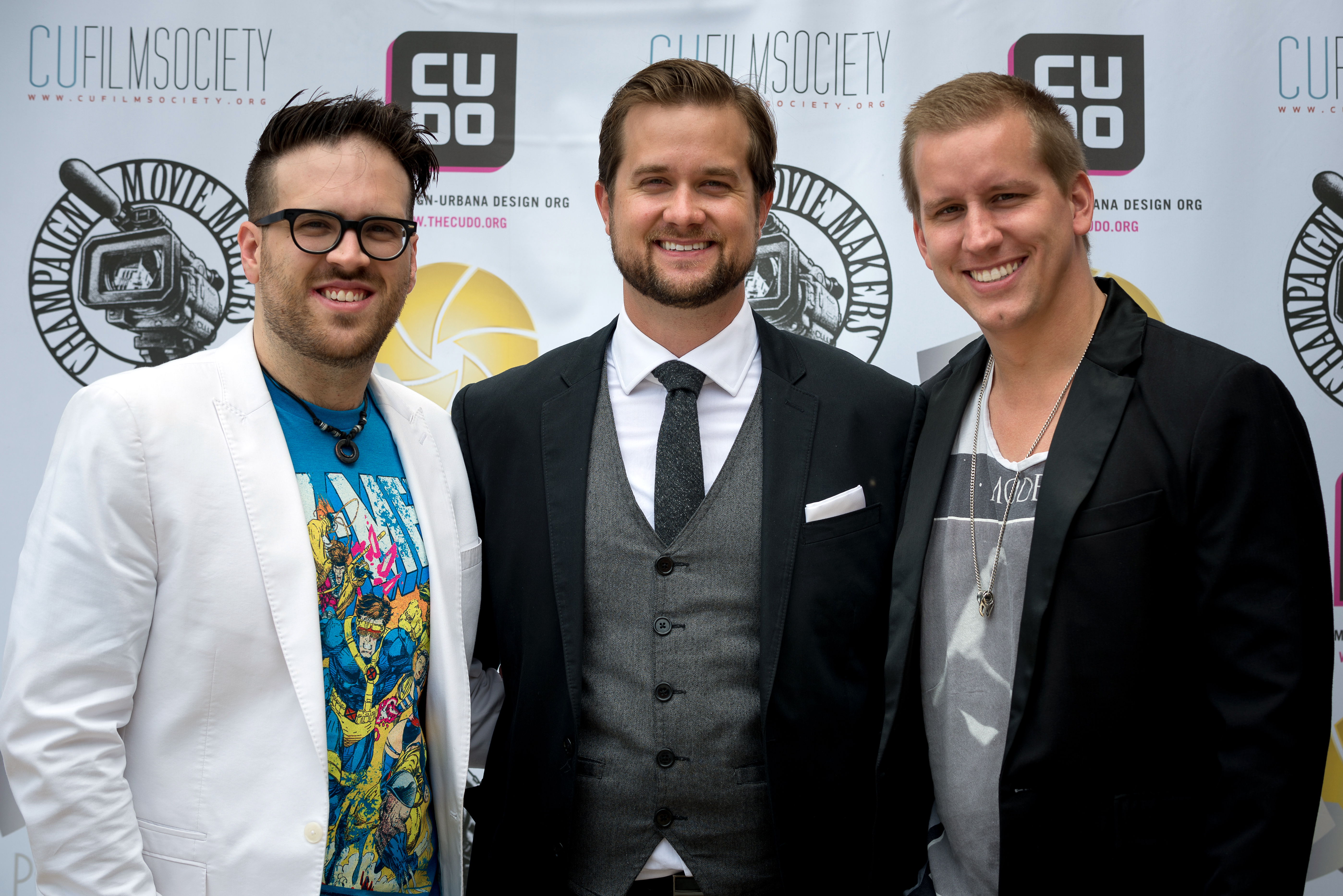 Directors Jason Knade and Luke Boyce with producer Brett Hays, Pens to Lens Gala