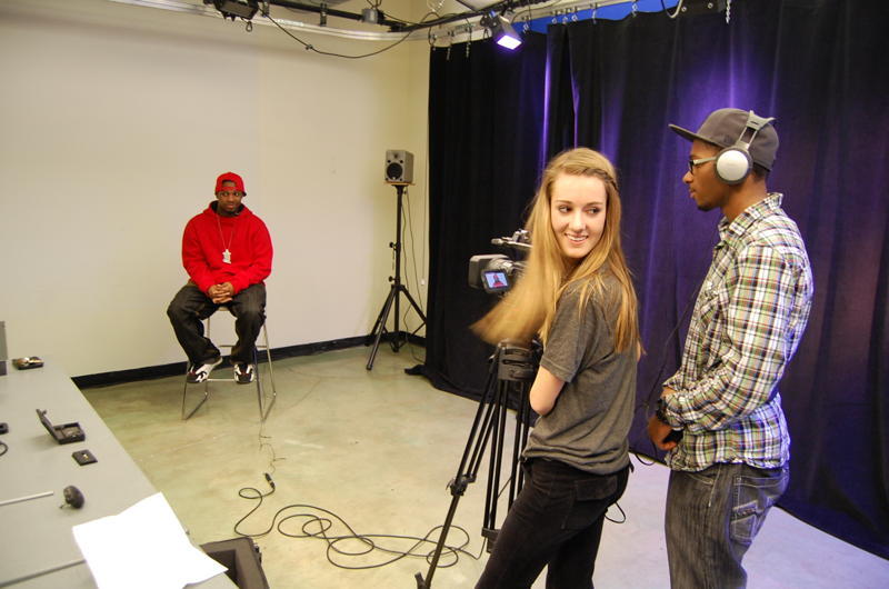 Lauren Lindberg on set of TARC YMCA Truancy Project