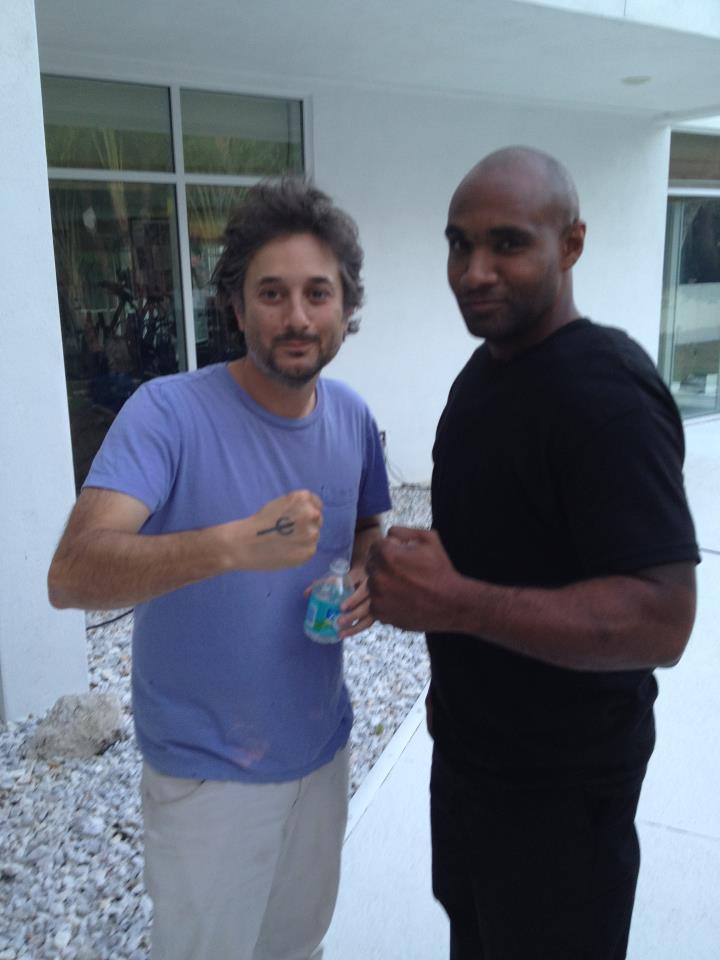 Director Harmony Korine and I on set of Spring Breakers