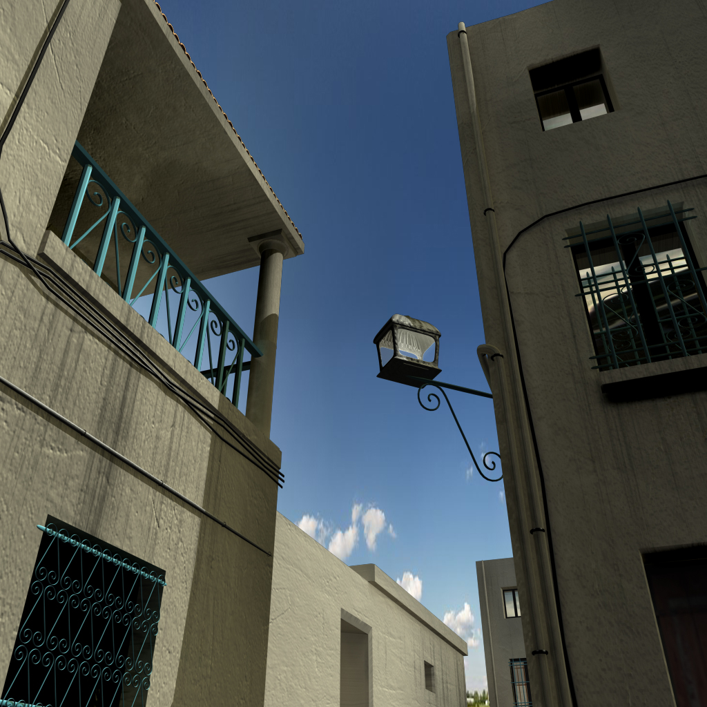 Advanced textures/shaders and lighting done in Maya. (Day)