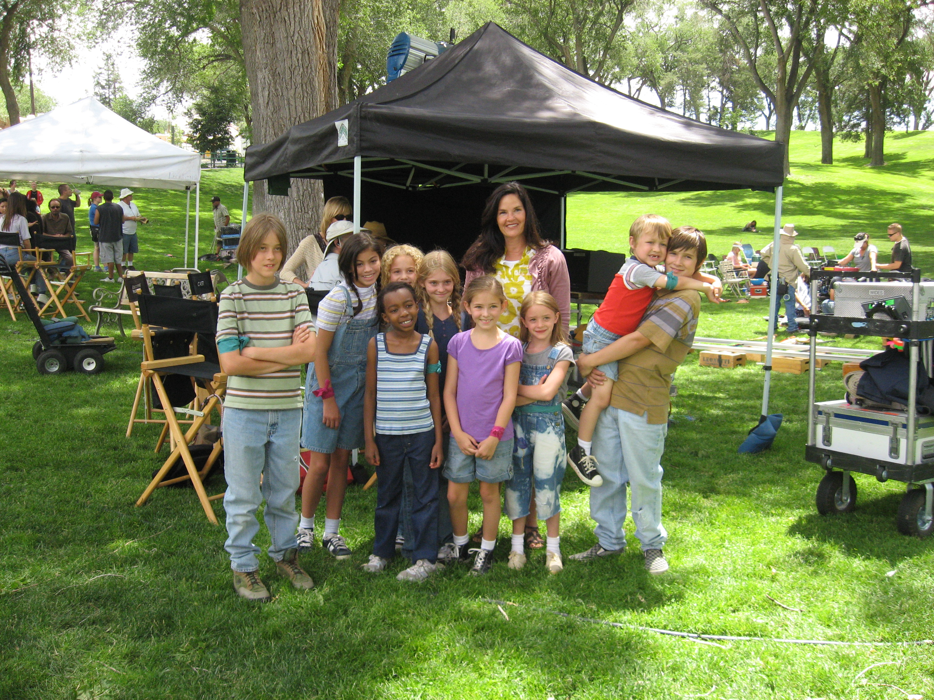 With Stacy Bess and cast members on the set of Beyond the Blackboard