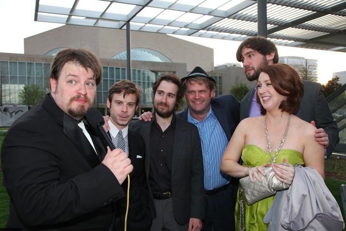 Devin Pike talks with Nate Rubin, Frank Mosely, Bryan Massey, Justin Hilliard and Arianne Martin at the Gala Opening Night of the 2011 Dallas International Film Festival