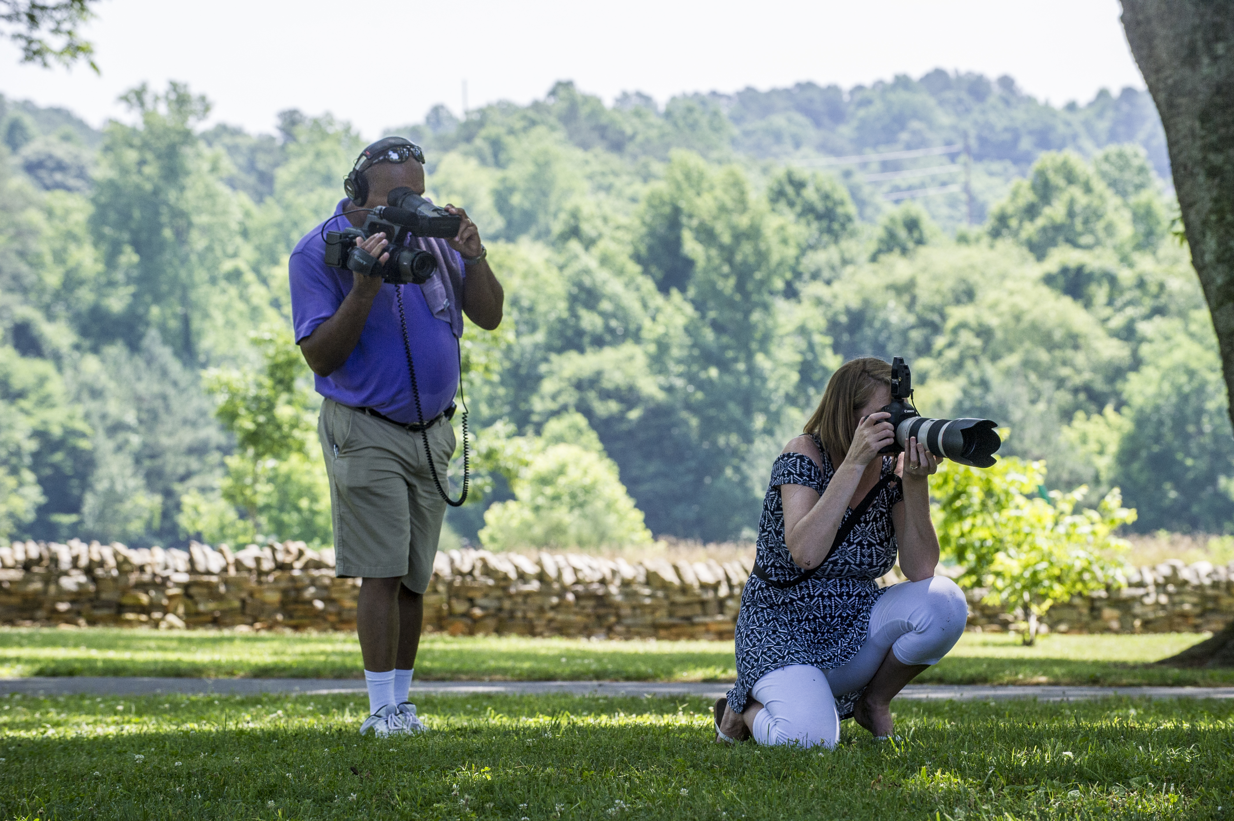 LaMont L. Johnson with Shelly D. Booker on production video shoot, June 2015