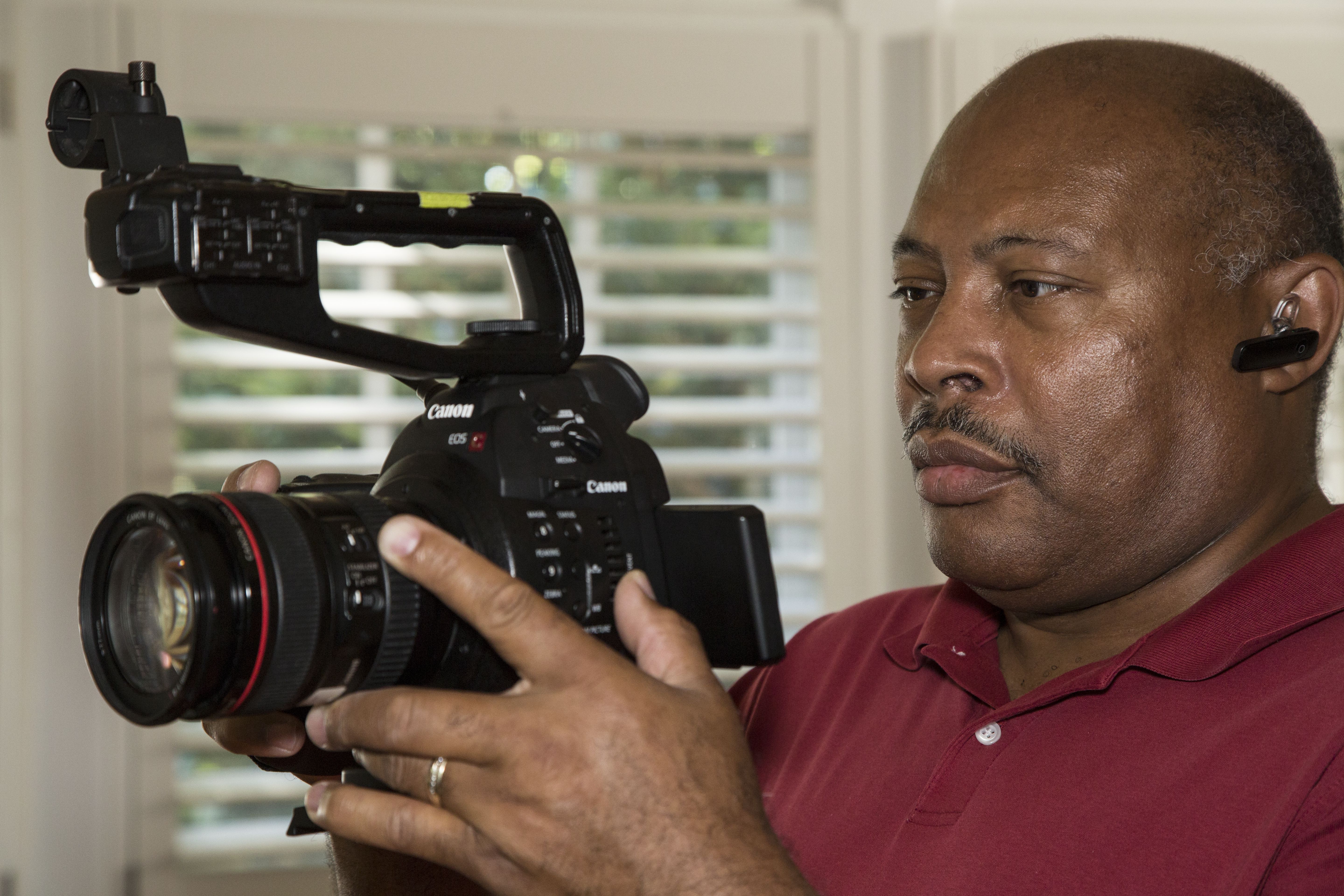 LaMont Johnson, testing one of Canon's cinema cameras.
