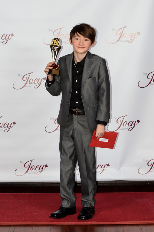 Spencer Drever with his 2014 Joey Award for his role in Fargo (FX). (11.16.2014)