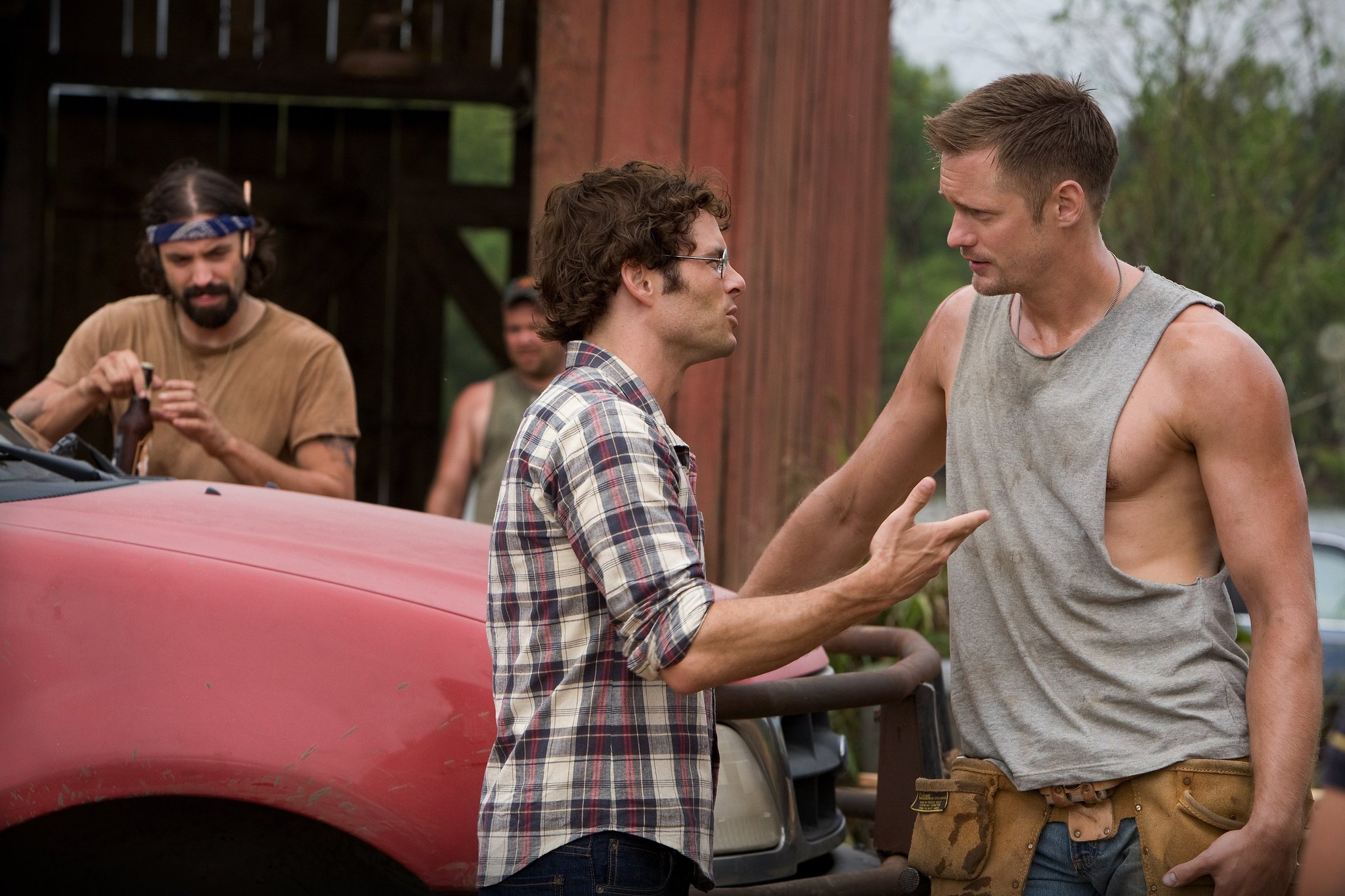 Still of Alexander Skarsgård, James Marsden and Rhys Coiro in Straw Dogs (2011)