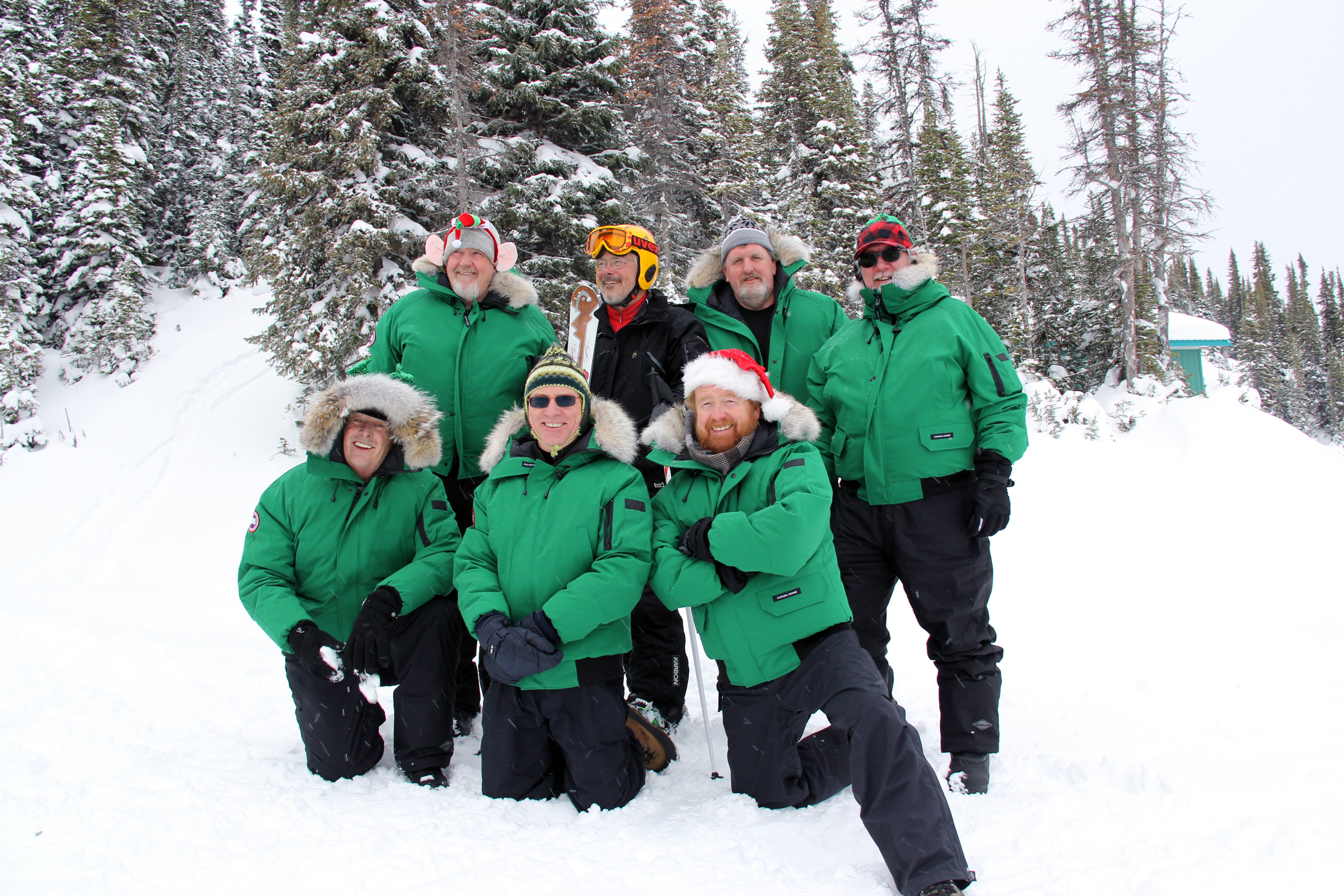 The Irish Rovers w Crazy Canuck downhill racer, Dave Irwin at Sunshine Village in Banff National Park.
